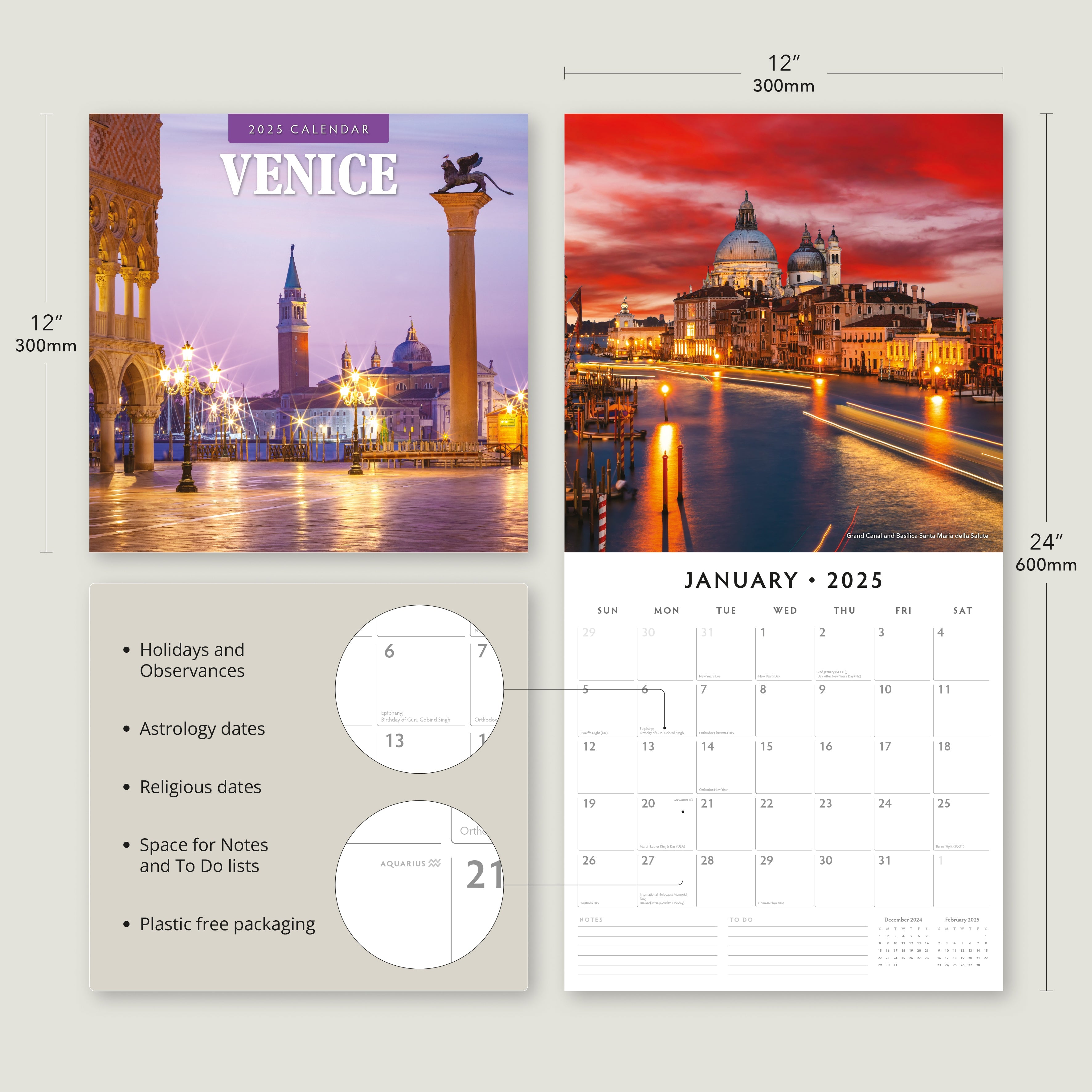 2025 Venice - Square Wall Calendar