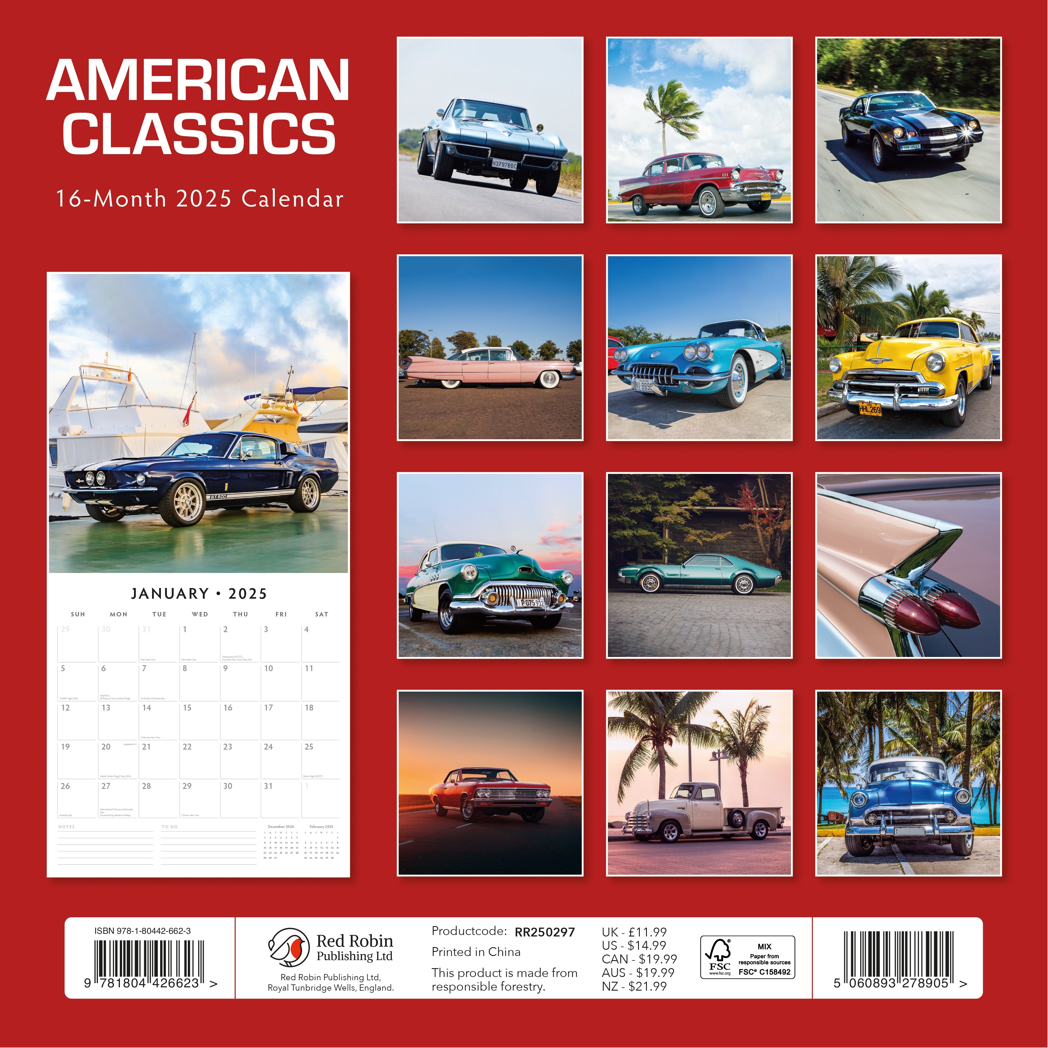 2025 American Classics - Square Wall Calendar