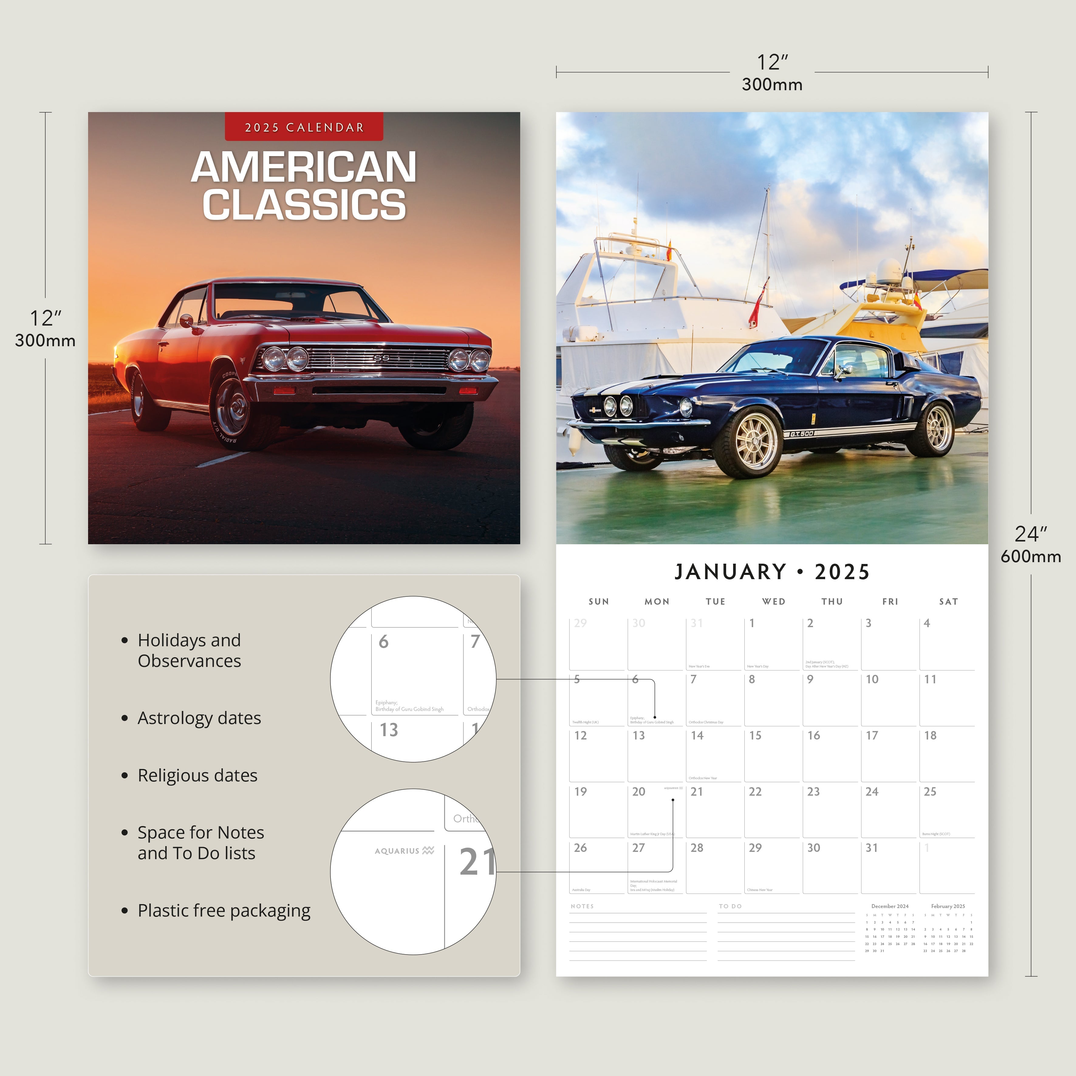 2025 American Classics - Square Wall Calendar