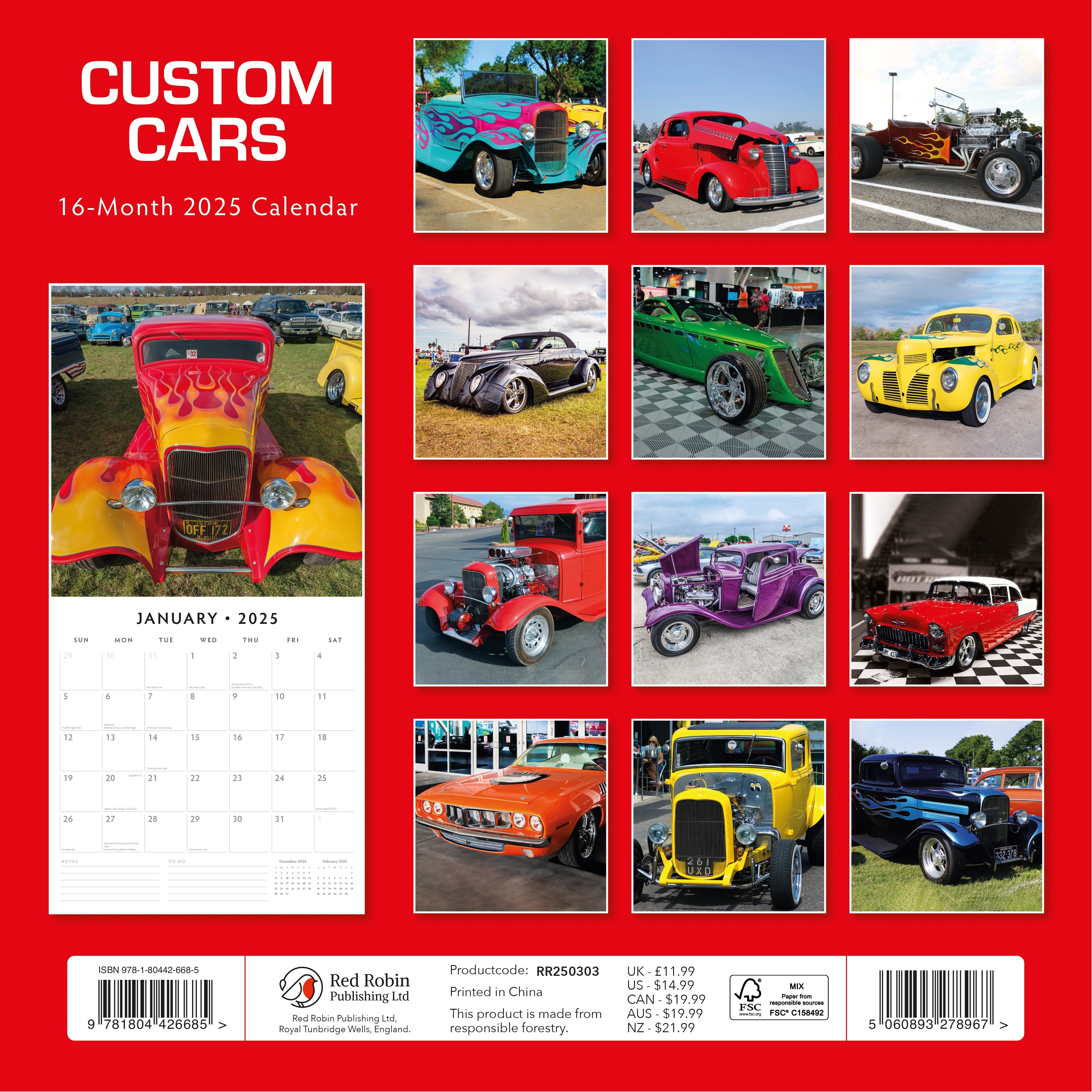 2025 Custom Cars - Square Wall Calendar