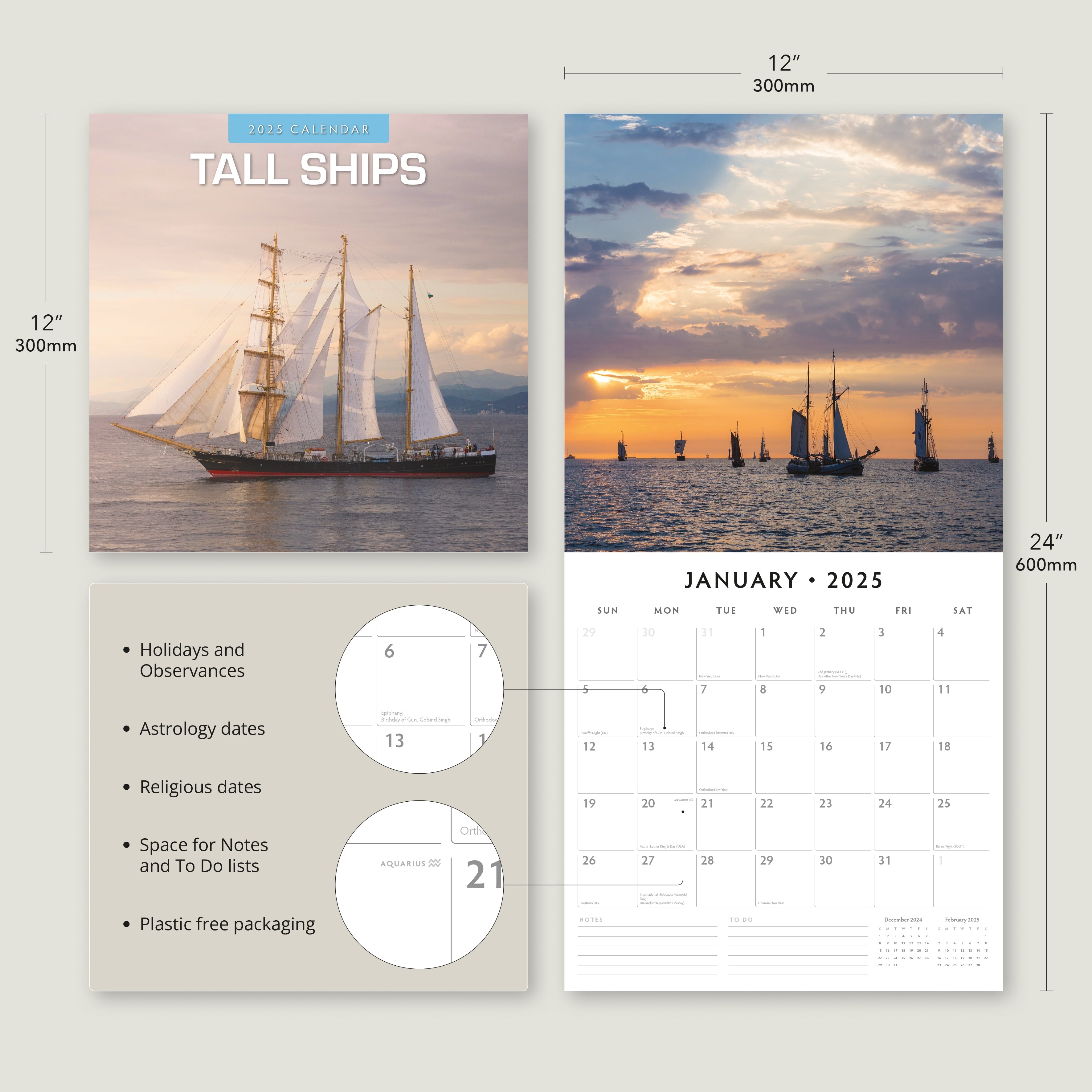 2025 Tall Ships - Square Wall Calendar