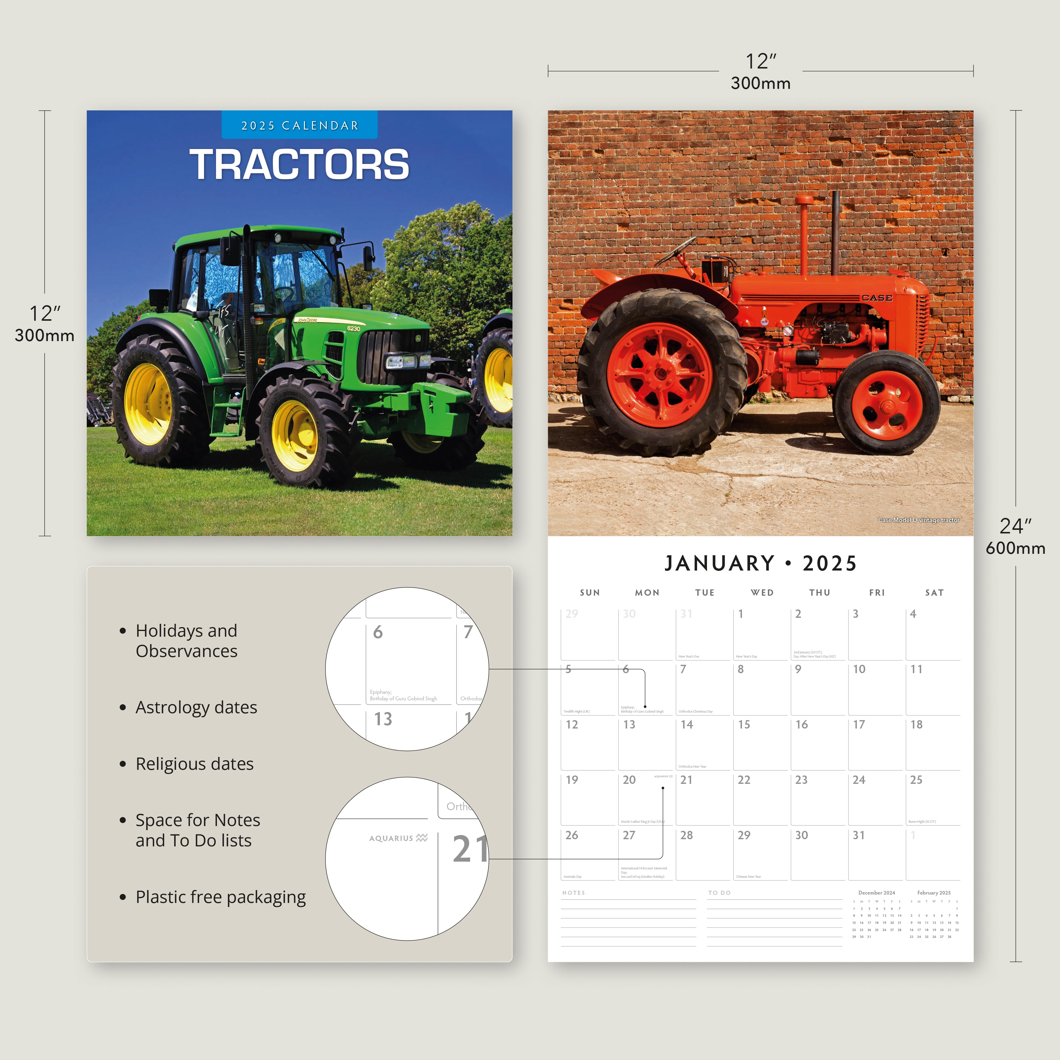 2025 Tractors - Square Wall Calendar