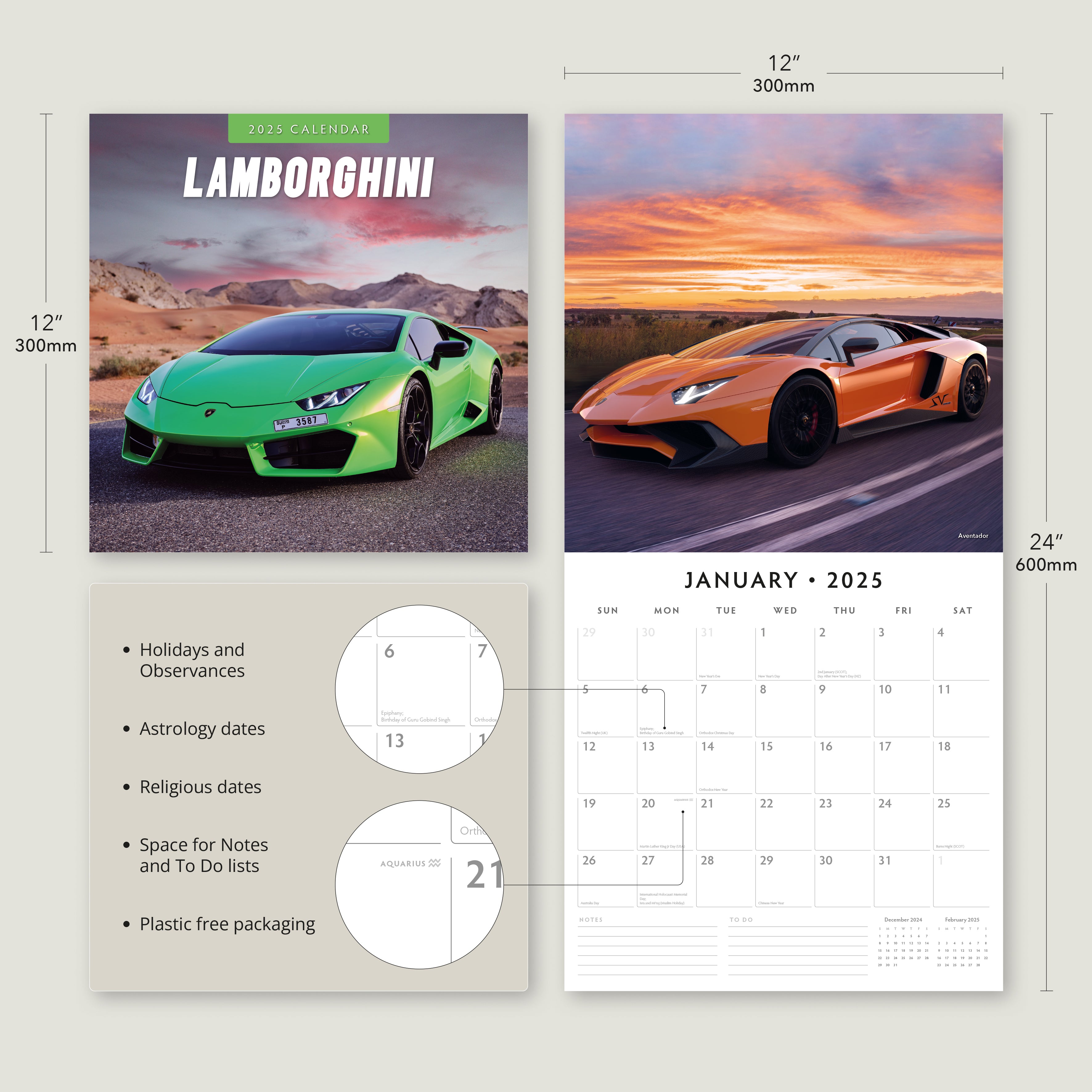 2025 Lamborghini - Square Wall Calendar