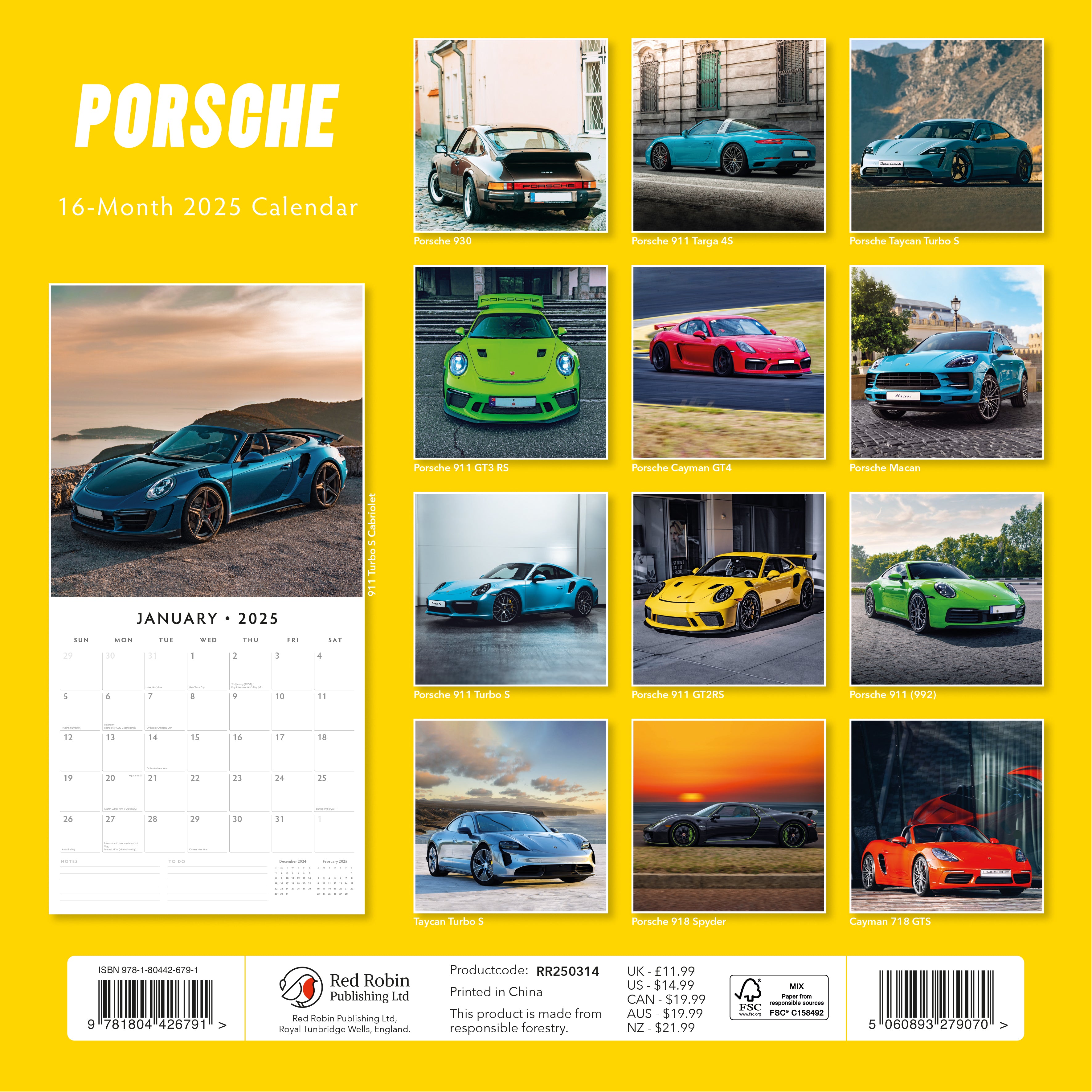 2025 Porsche - Square Wall Calendar