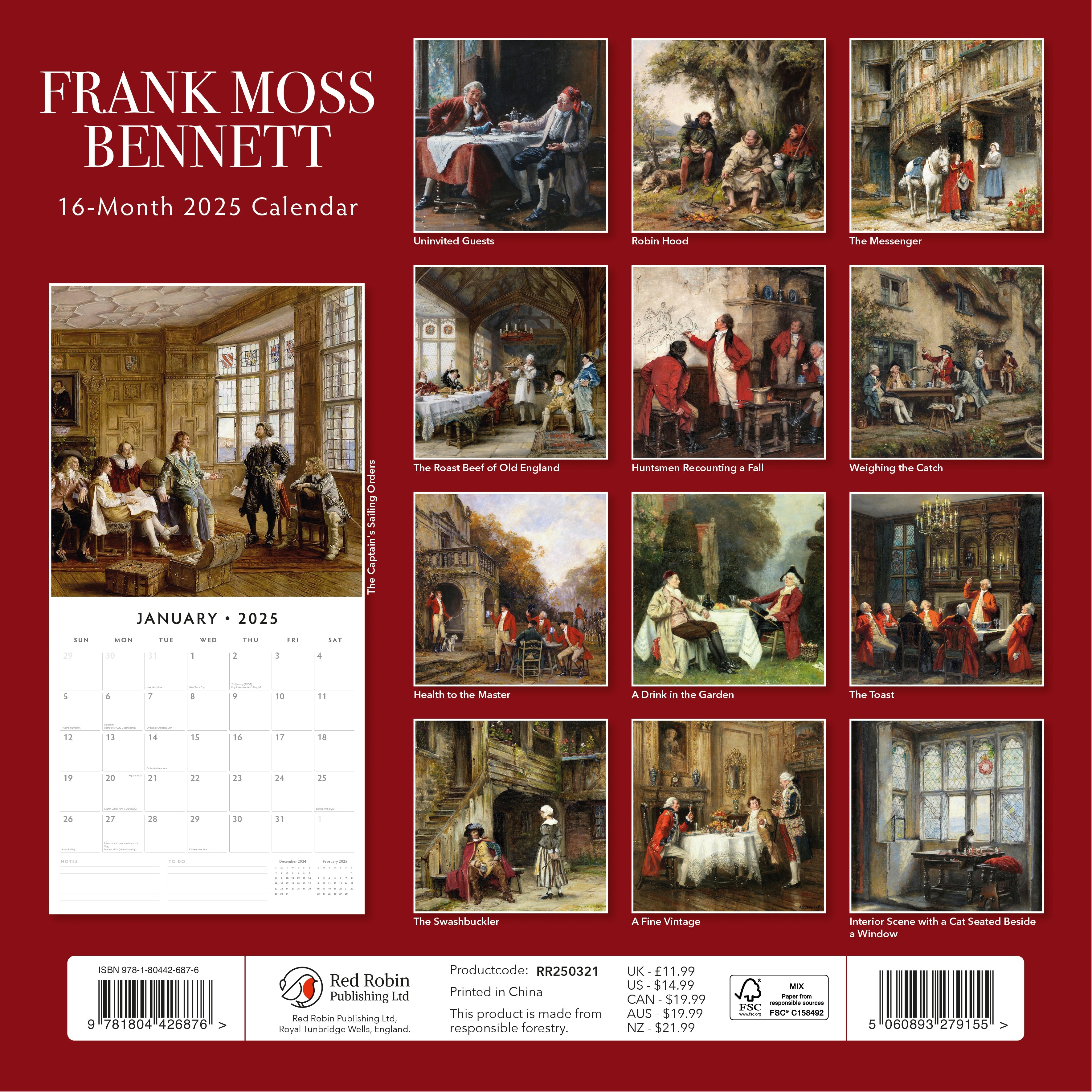 2025 Frank Moss Bennett - Square Wall Calendar