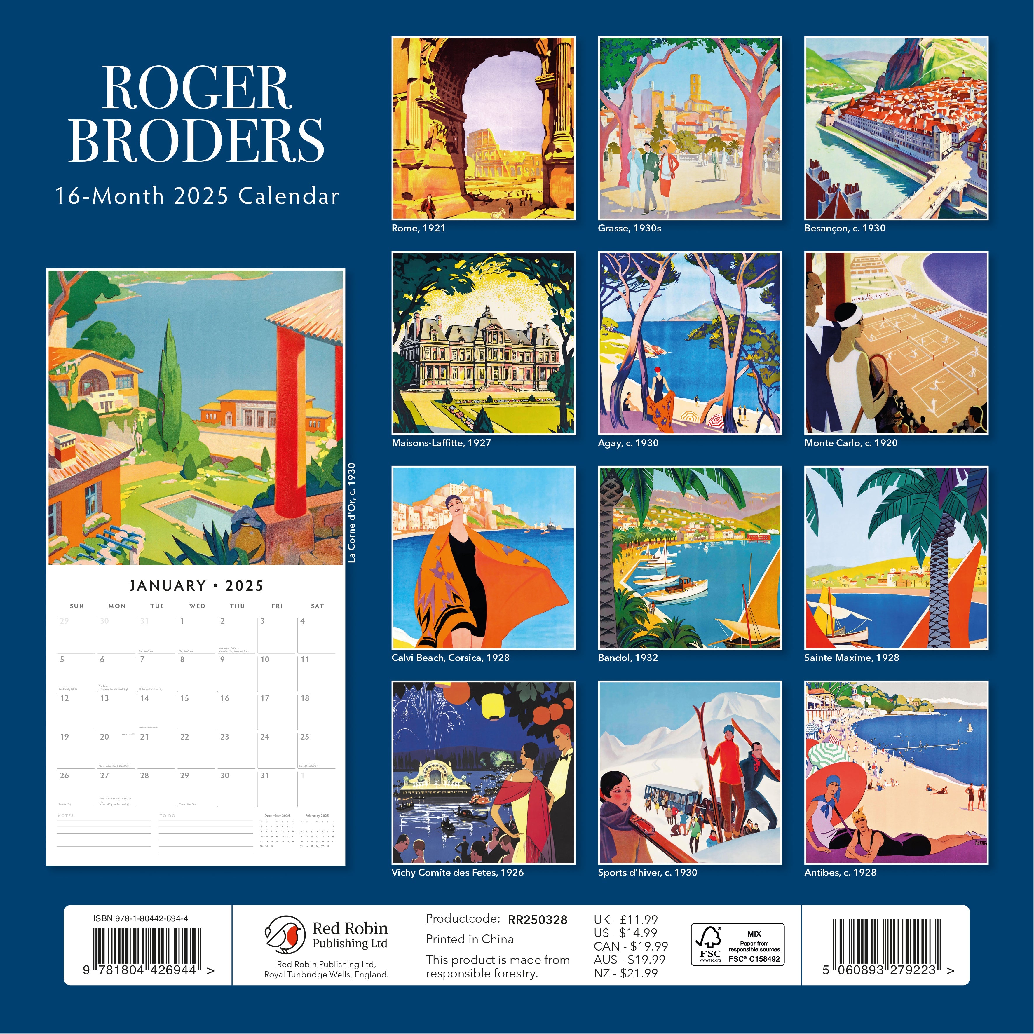 2025 Roger Broders - Square Wall Calendar