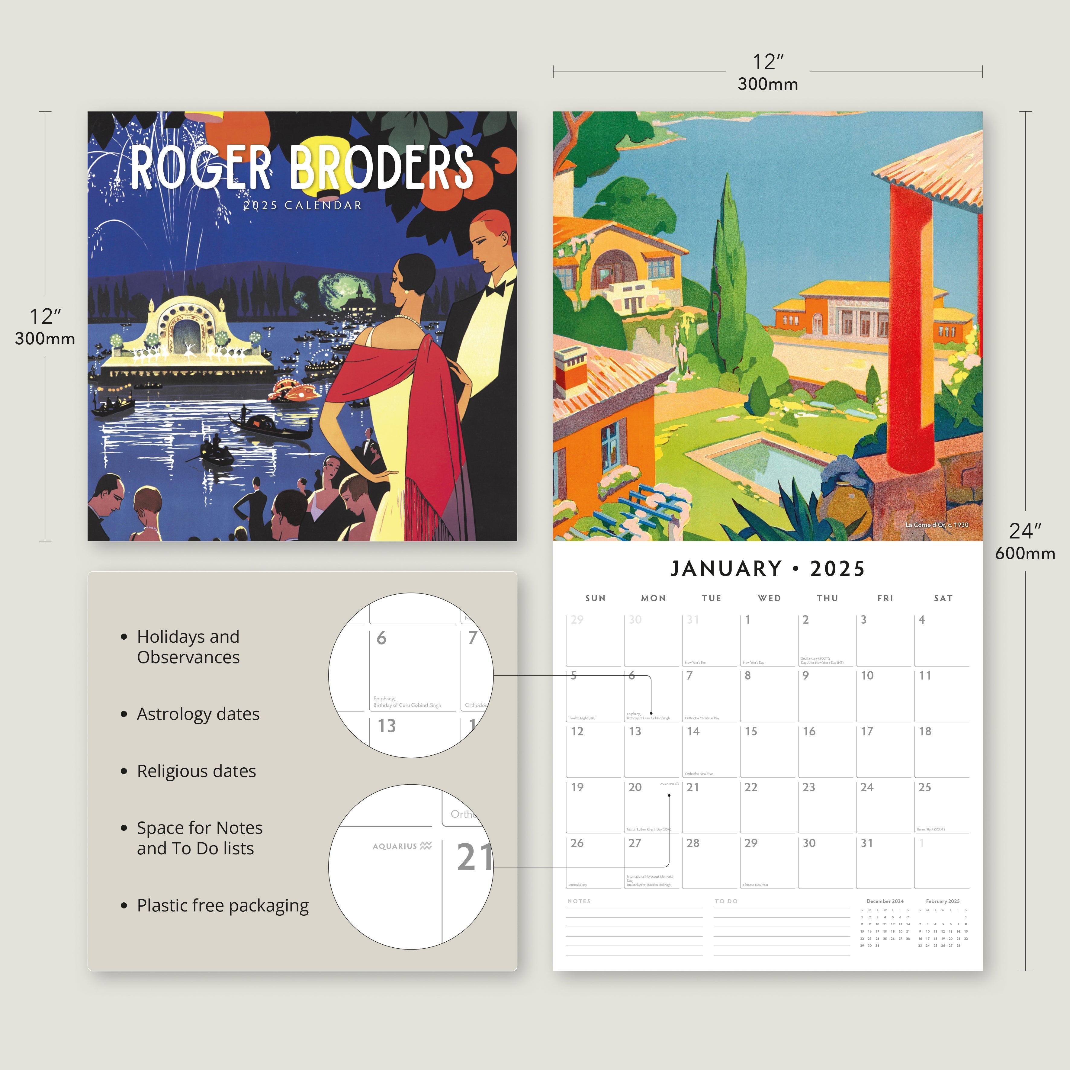 2025 Roger Broders - Square Wall Calendar