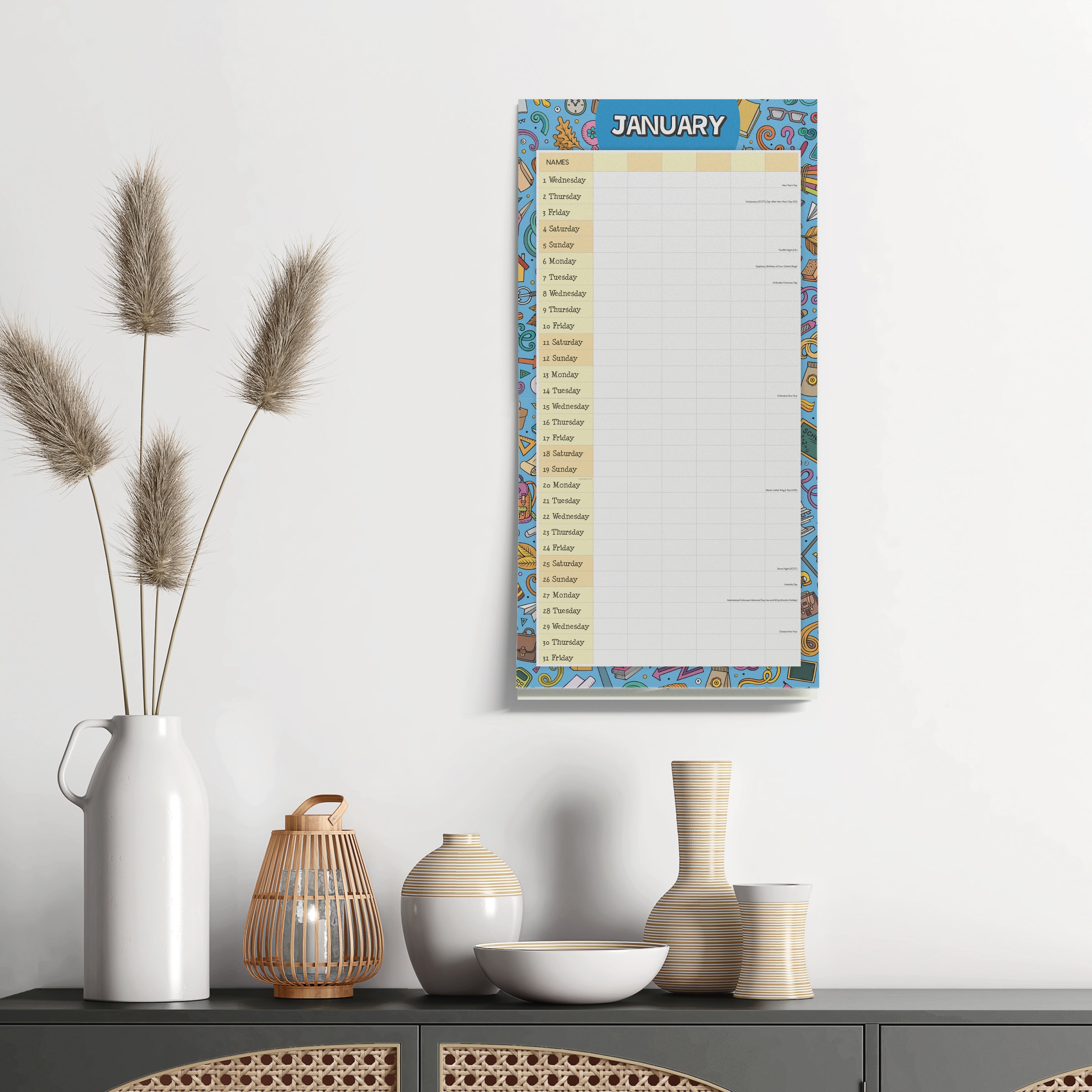 2025 School Planner - Square Wall Calendar