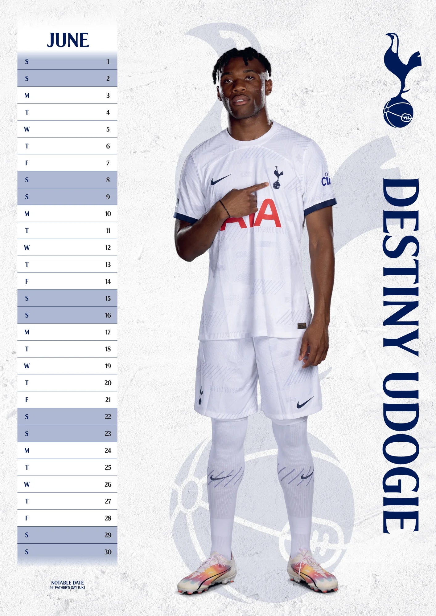 2024 Tottenham Hotspur FC - A3 Wall Calendar