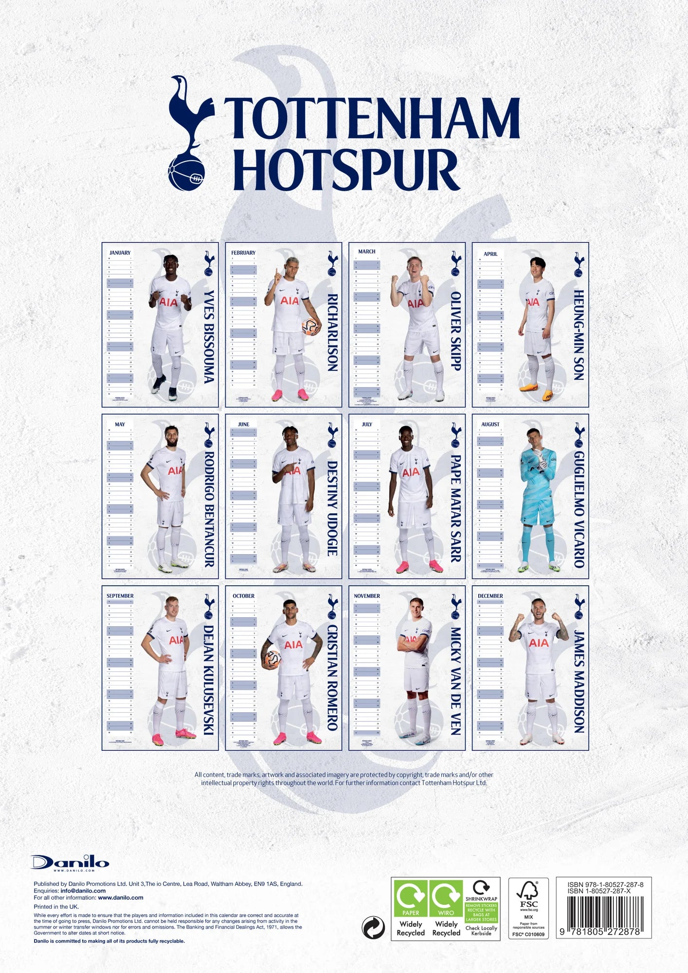 2024 Tottenham Hotspur FC - A3 Wall Calendar  SOLD OUT