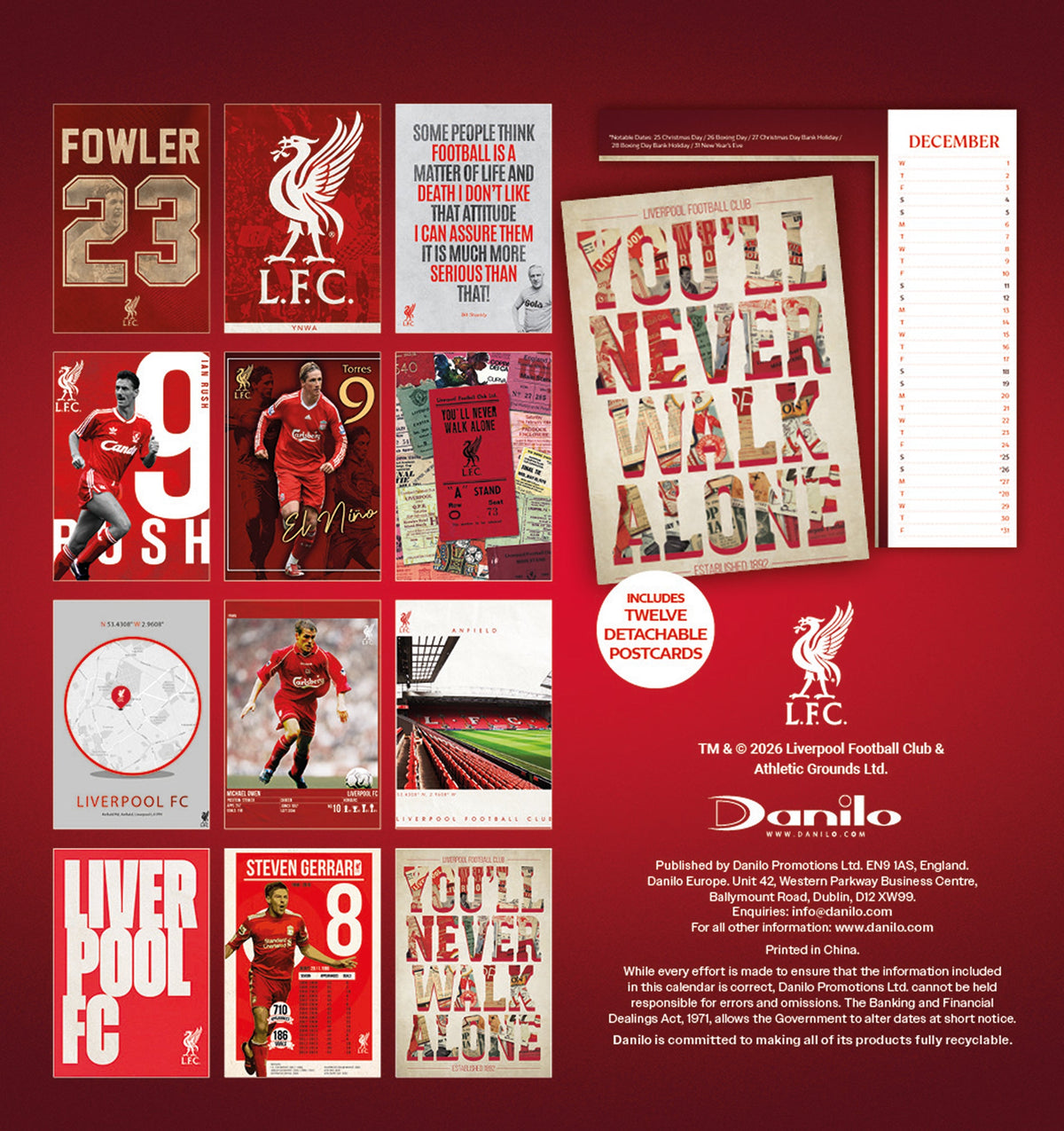 2027 Liverpool FC - Desk Easel Calendar — back cover