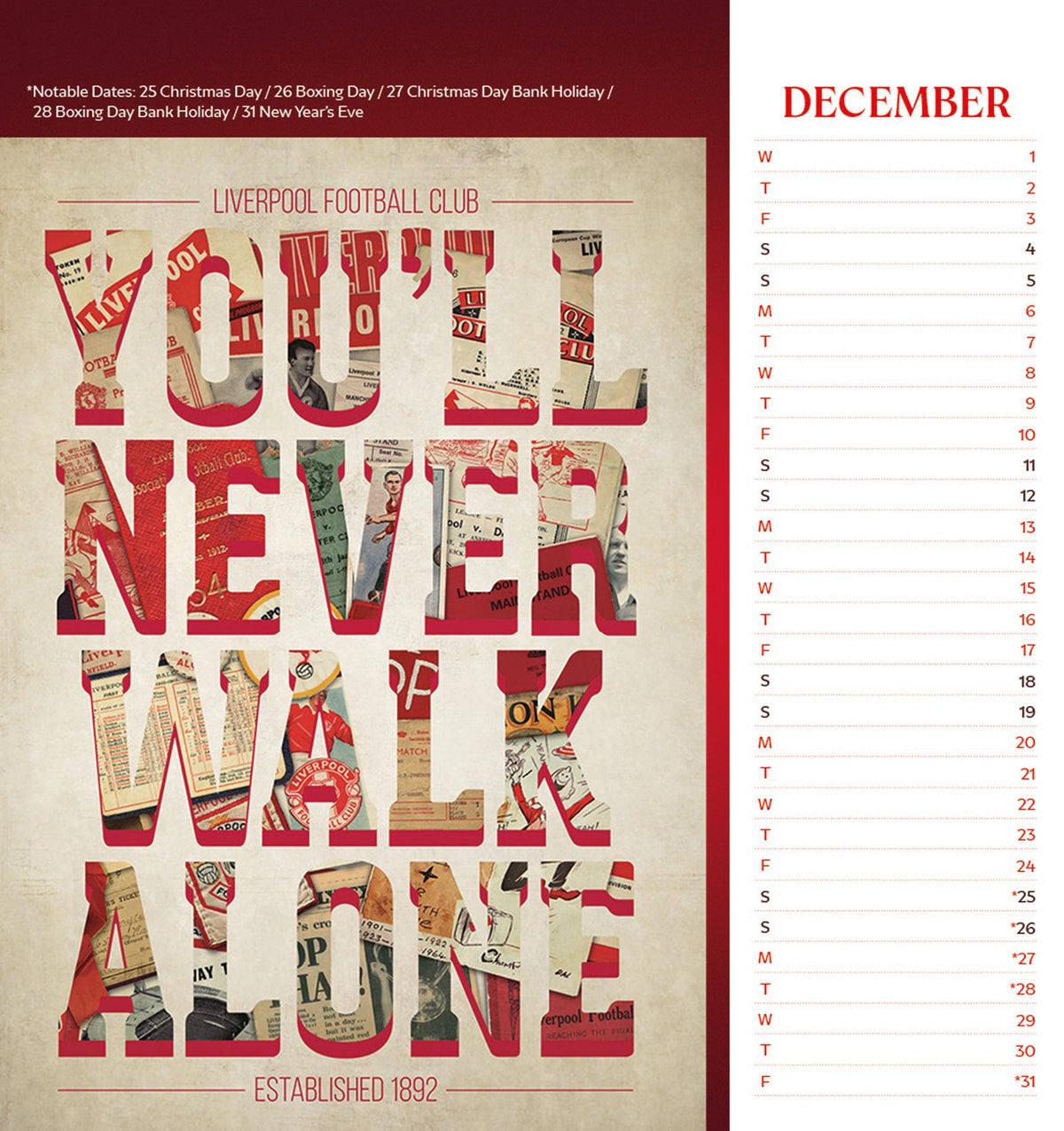 2027 Liverpool FC - Desk Easel Calendar — interior