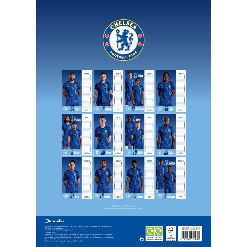 2025 Chelsea Fc - A3 Wall Calendar