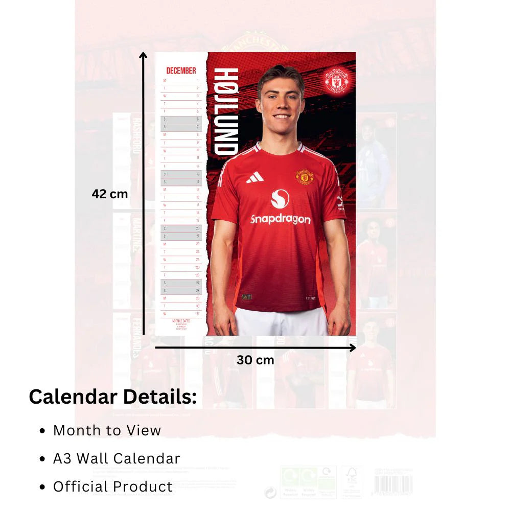 2025 Manchester United Fc - A3 Wall Calendar