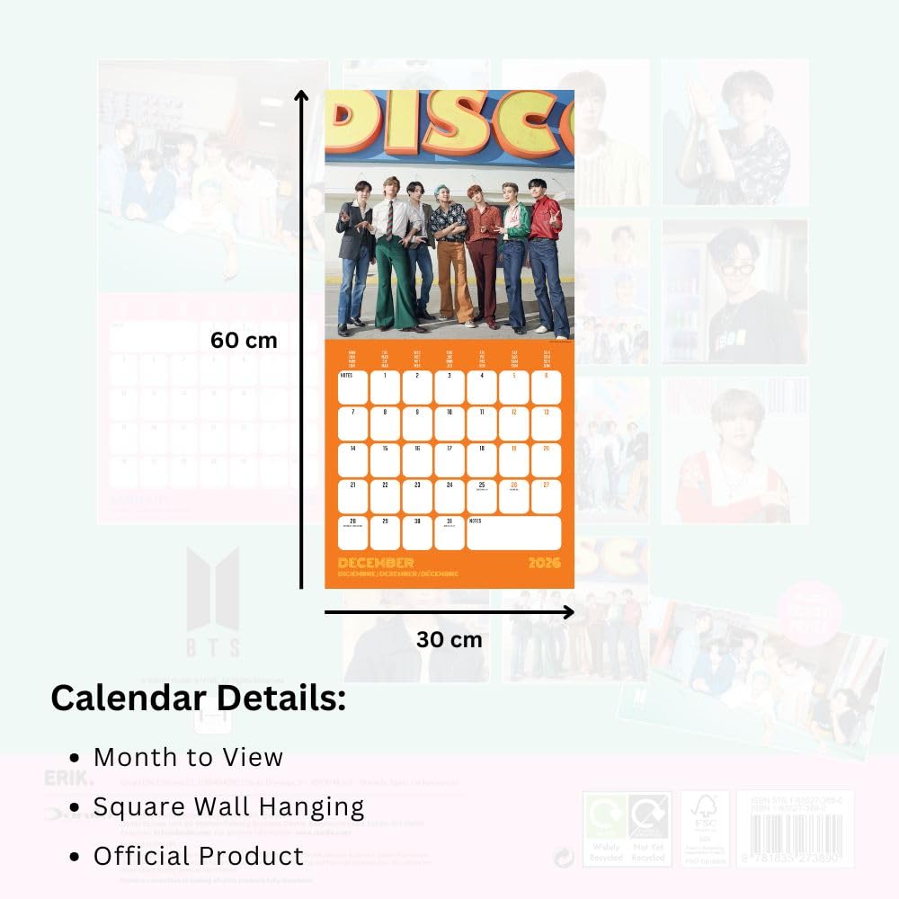 2026 Bts - Square Wall Calendar