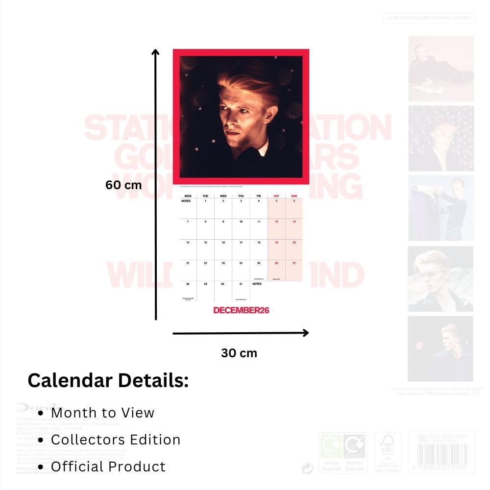 2026 David Bowie - Collector's Edition Record Sleeve - Square Wall Calendar