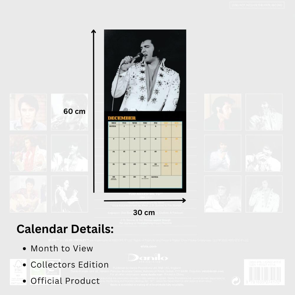 2026 Elvis - Collector's Edition Record Sleeve - Square Wall Calendar
