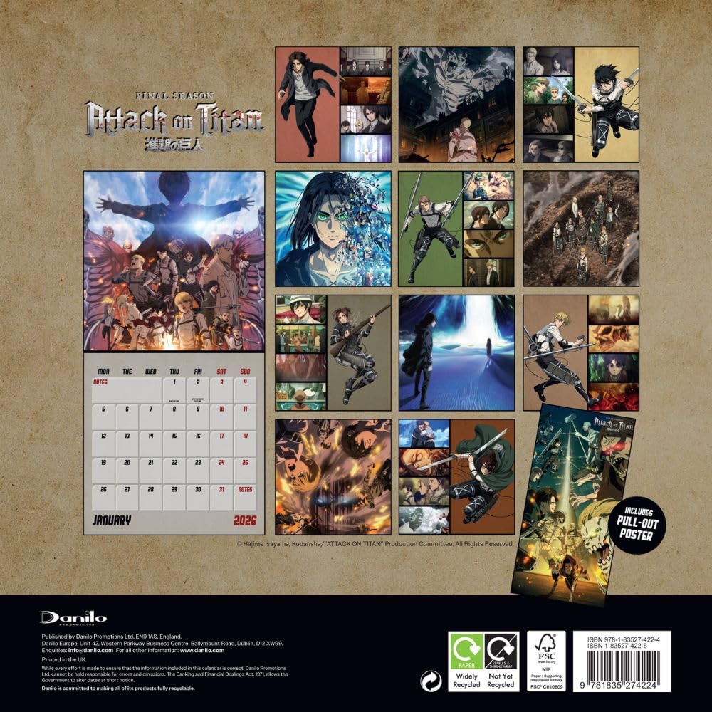 2026 Attack On Titan - Square Wall Calendar