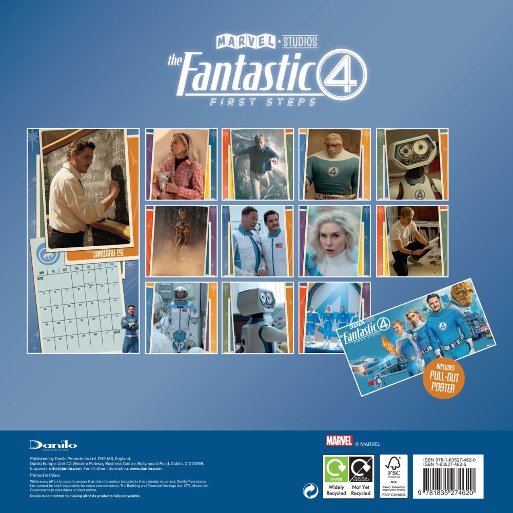 2026 Marvel Fantastic Four Movie - Square Wall Calendar