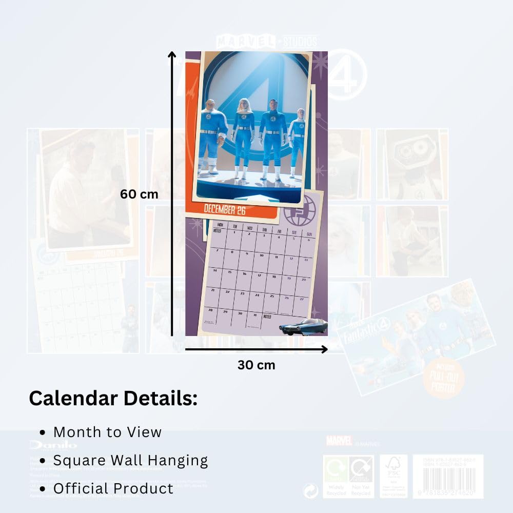 2026 Marvel Fantastic Four Movie - Square Wall Calendar