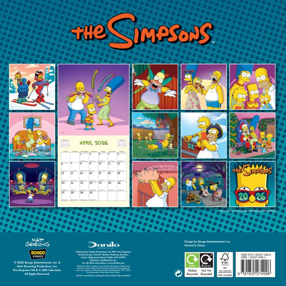 2026 The Simpsons - Square Wall Calendar