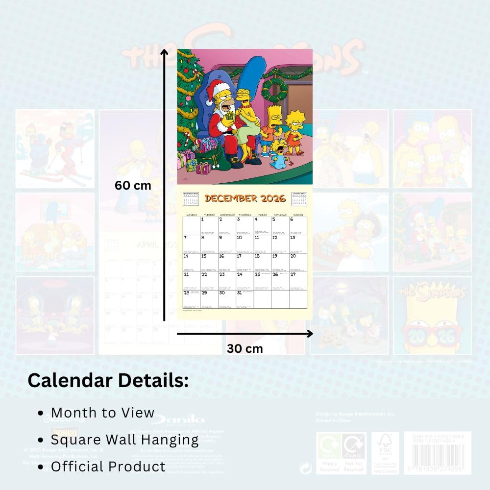 2026 The Simpsons - Square Wall Calendar