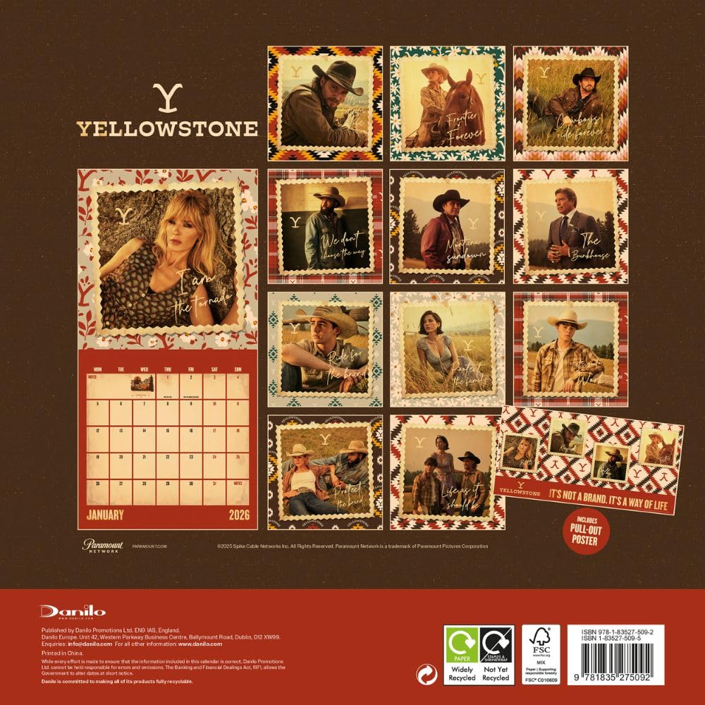 2026 Yellowstone - Square Wall Calendar