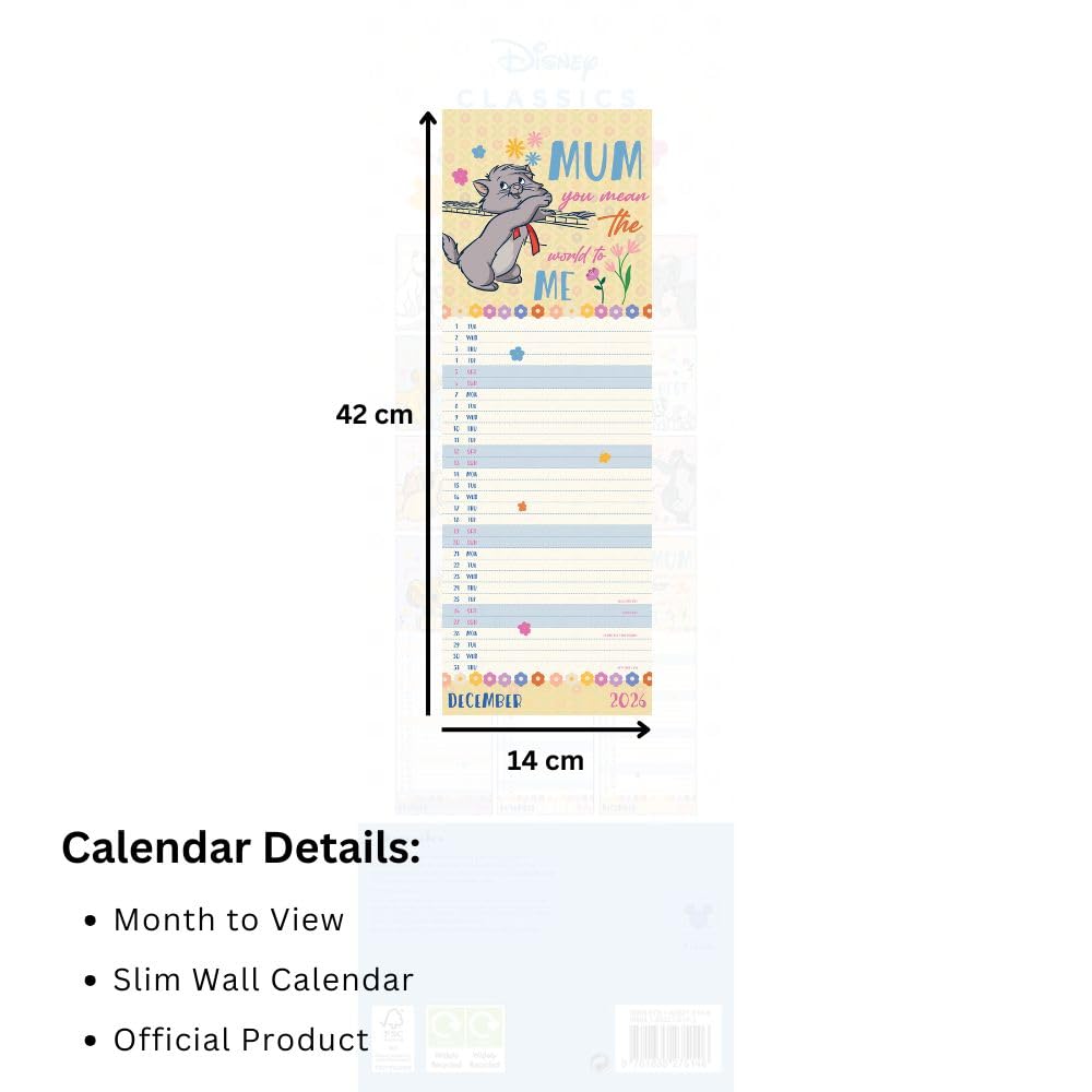 2026 Disney For My Mum - Slim Wall Calendar