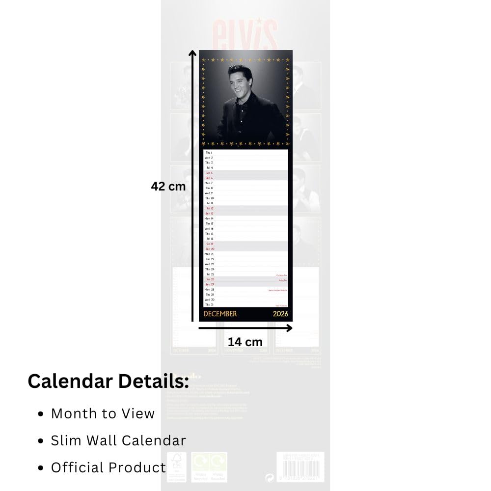 2026 Elvis - Slim Wall Calendar