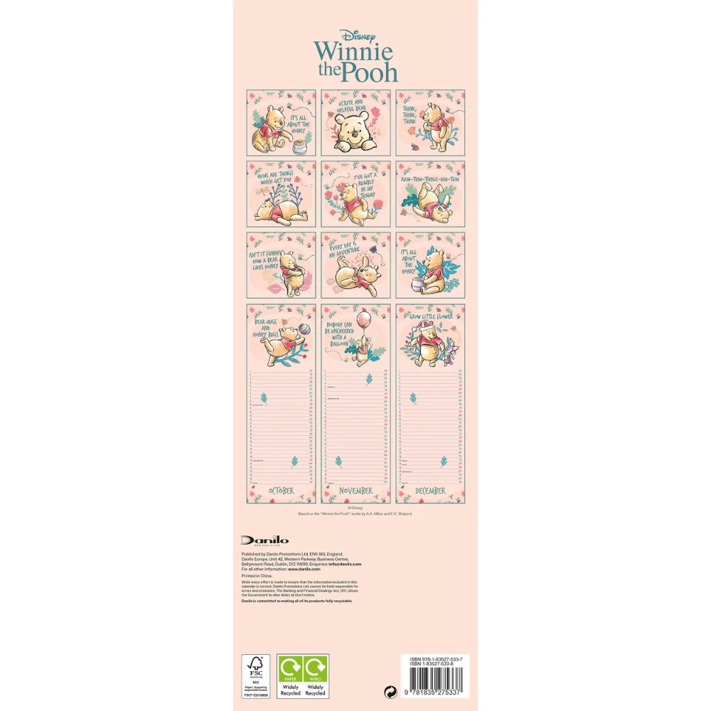 2026 Winnie The Pooh - Slim Wall Calendar
