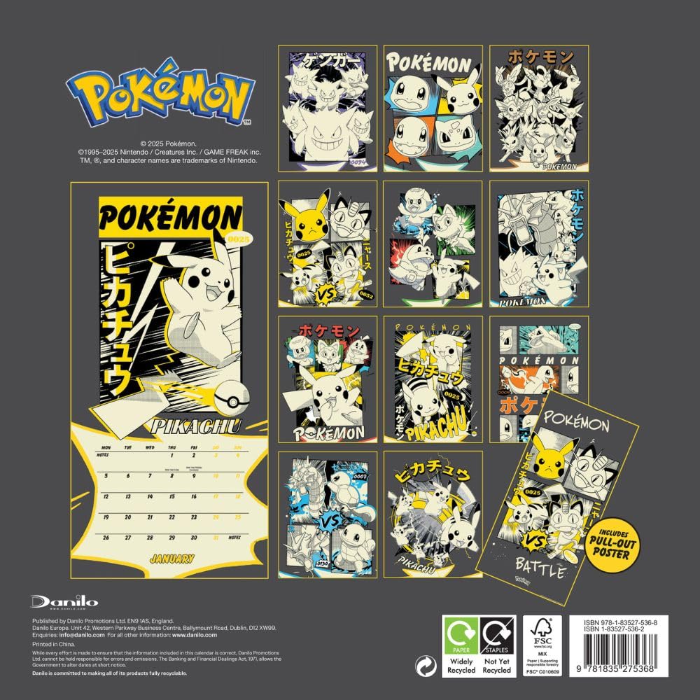 2026 Pokemon - Mini Wall Calendar