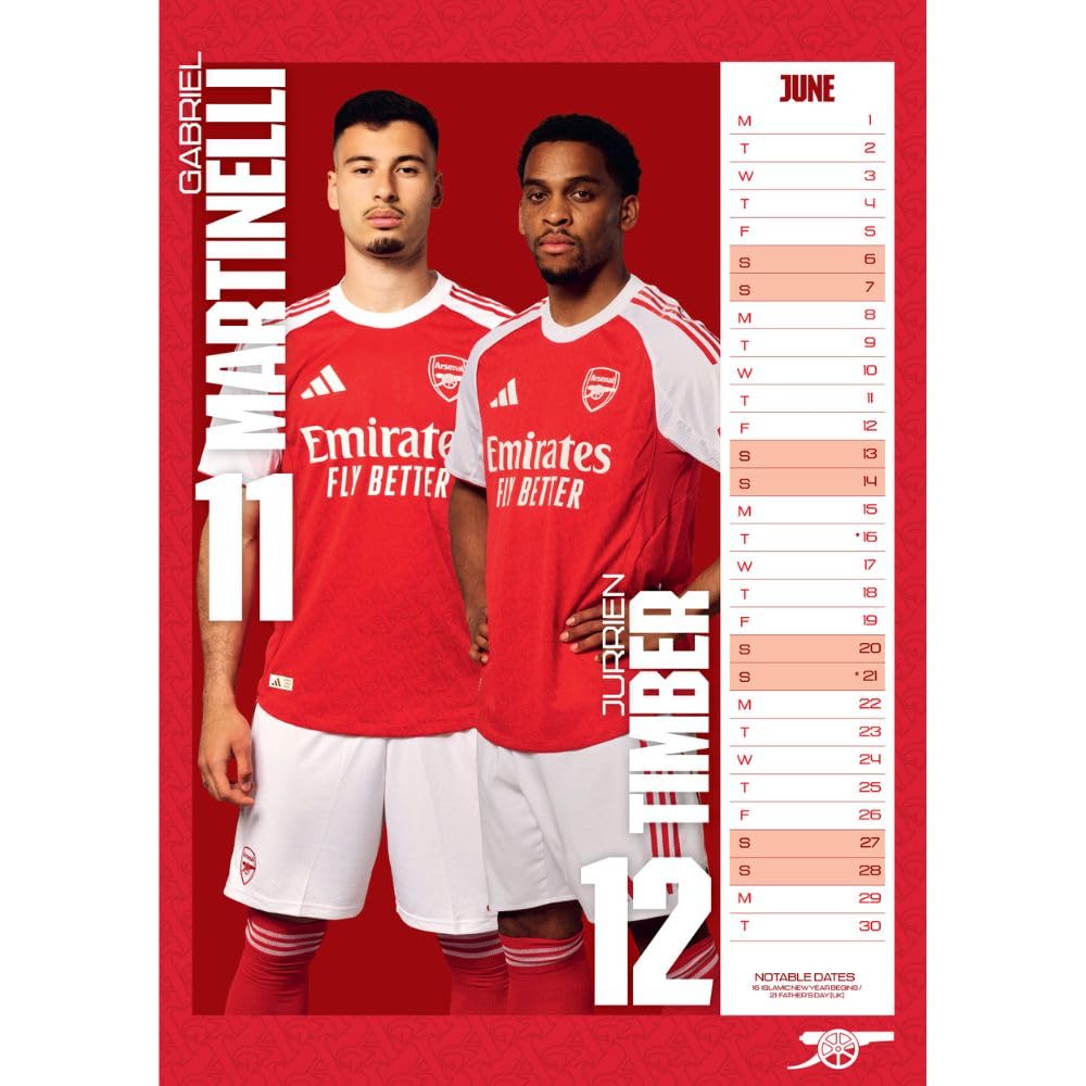 2026 Arsenal FC - A3 Wall Calendar