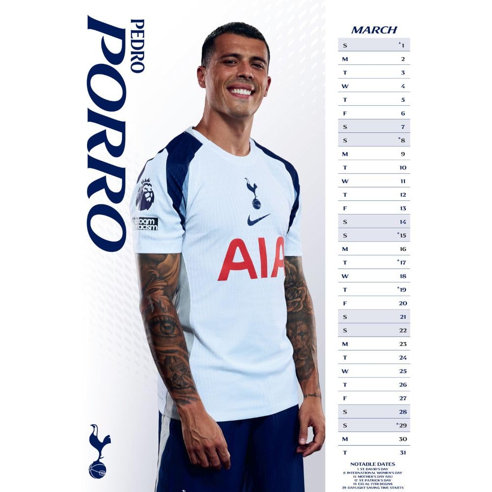 2026 Tottenham Hotspur FC - A3 Wall Calendar