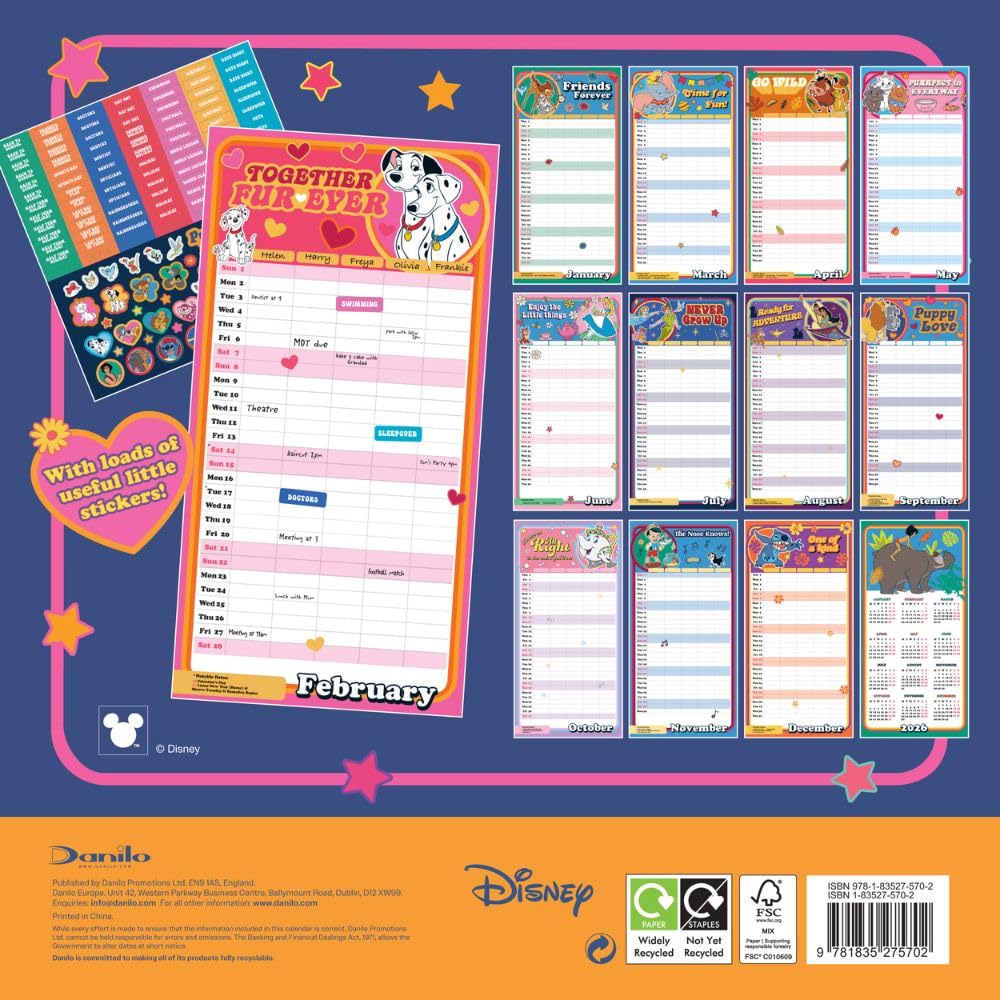 2026 Disney Classics - Family Organiser Calendar - Square Wall Calendar