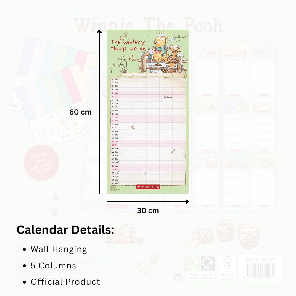 2026 Winnie The Pooh - Family Organiser Calendar - Square Wall Calendar