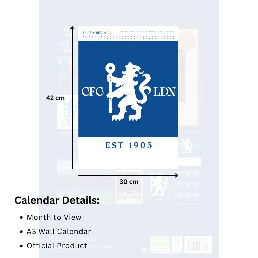 2026 Chelsea FC - A3 Deluxe Wall Calendar
