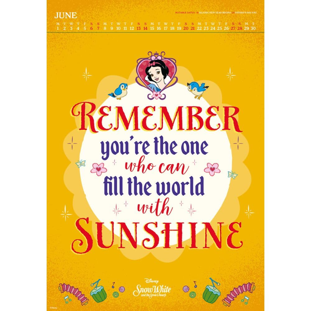 2026 Disney Inspirational Quotes - A3 Deluxe Wall Calendar