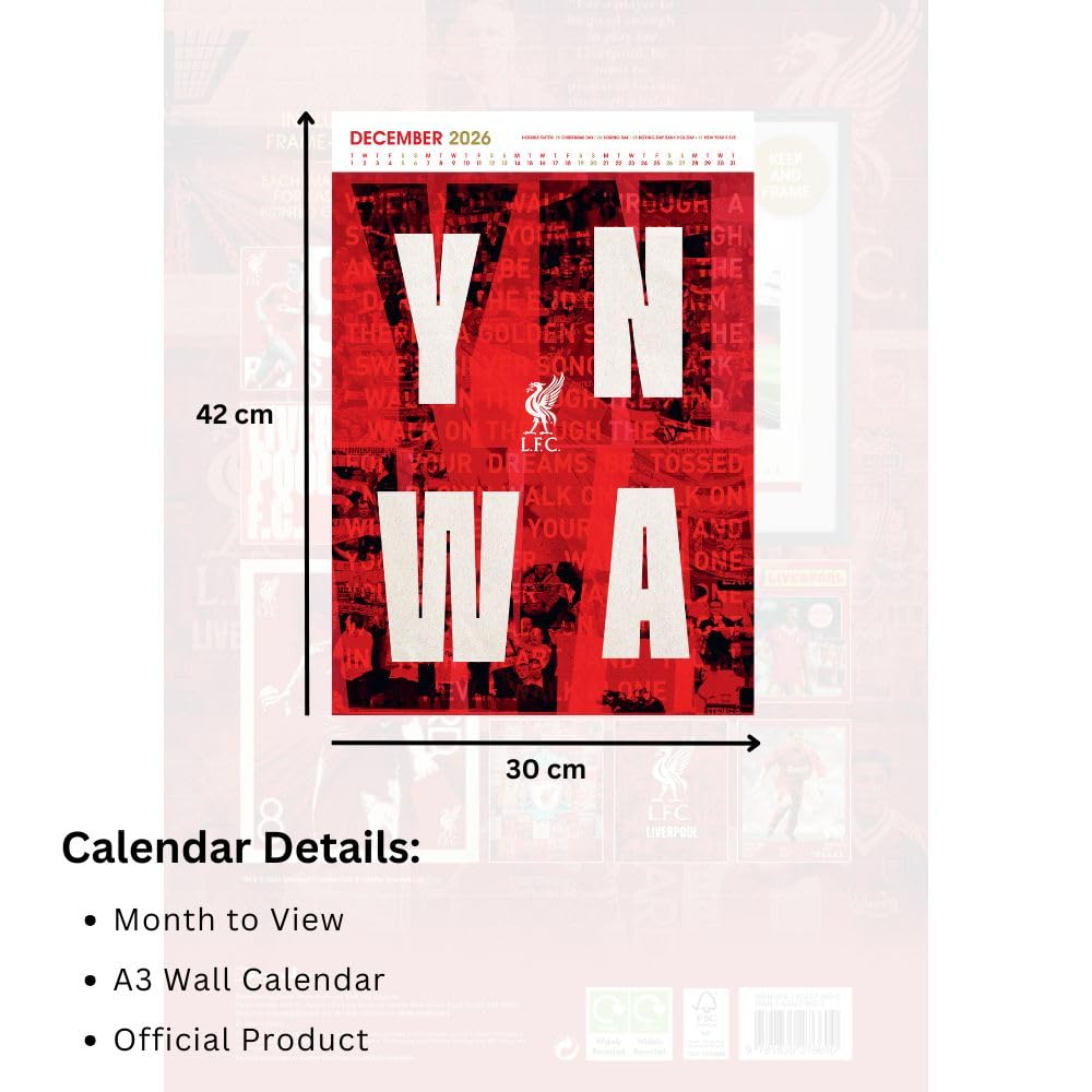 2026 Liverpool FC - A3 Deluxe Wall Calendar