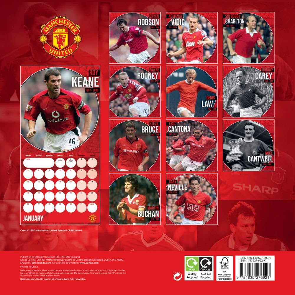 2026 Manchester United FC Legends - Square Wall Calendar