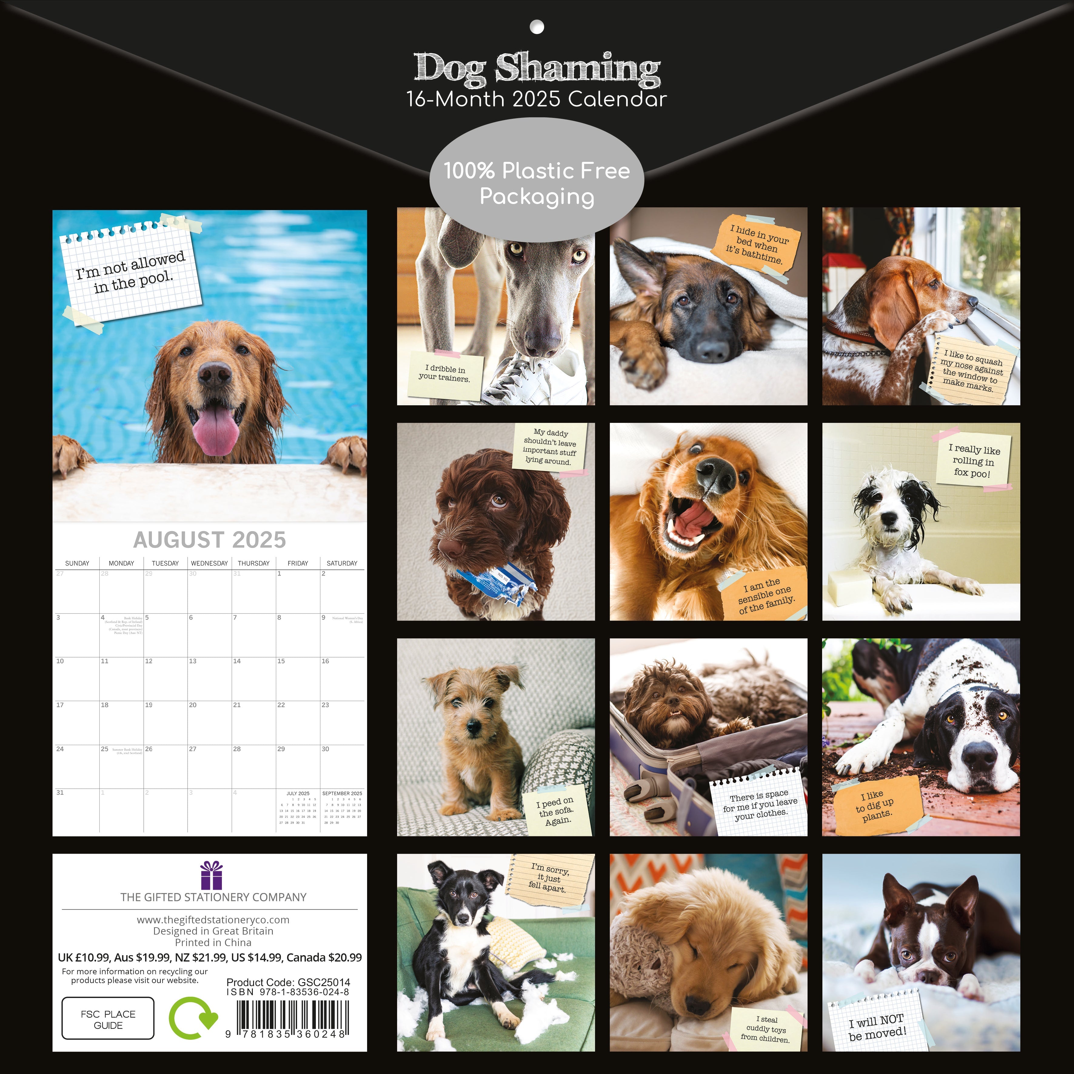 2025 Dog Shaming - Square Wall Calendar