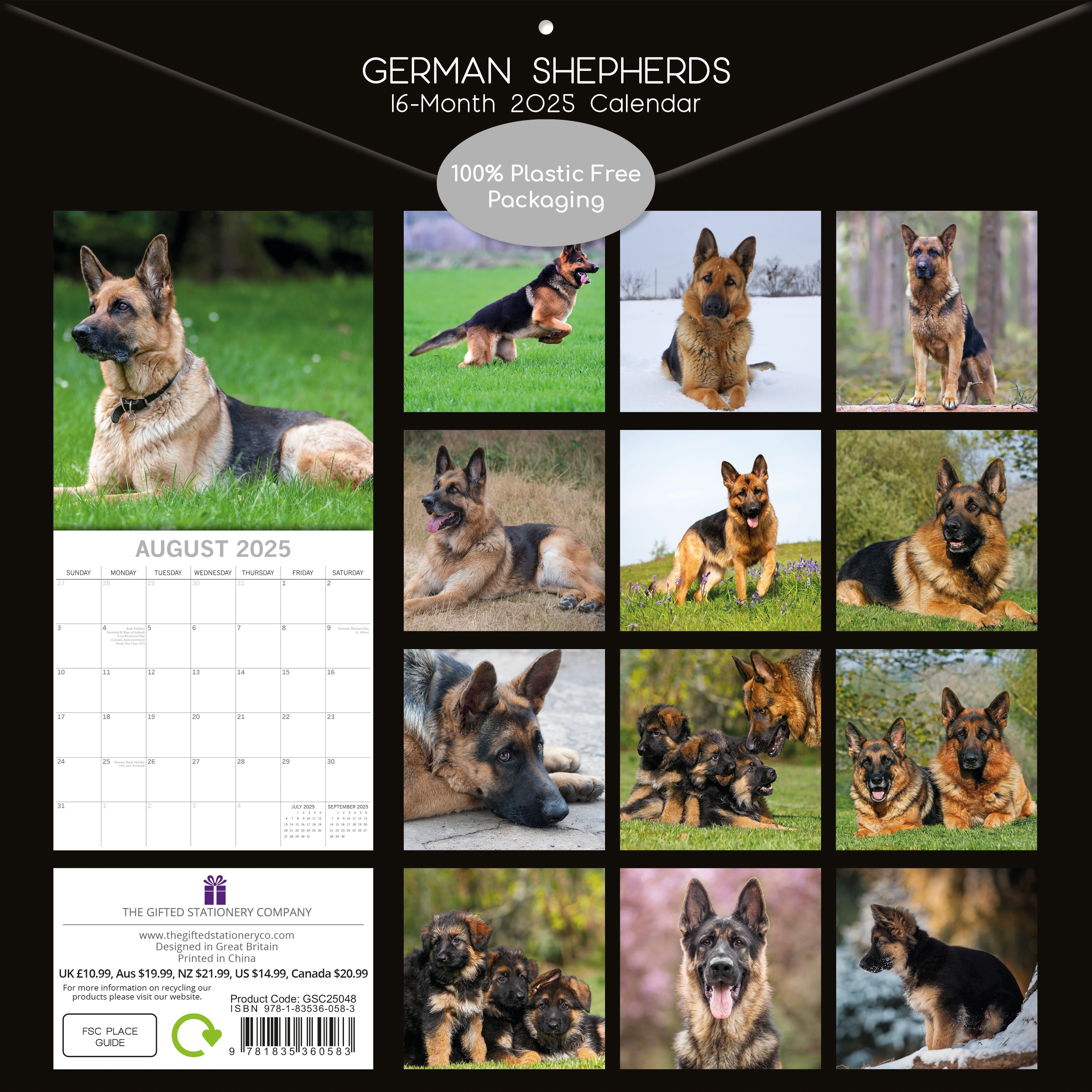 2025 German Shepherds - Square Wall Calendar