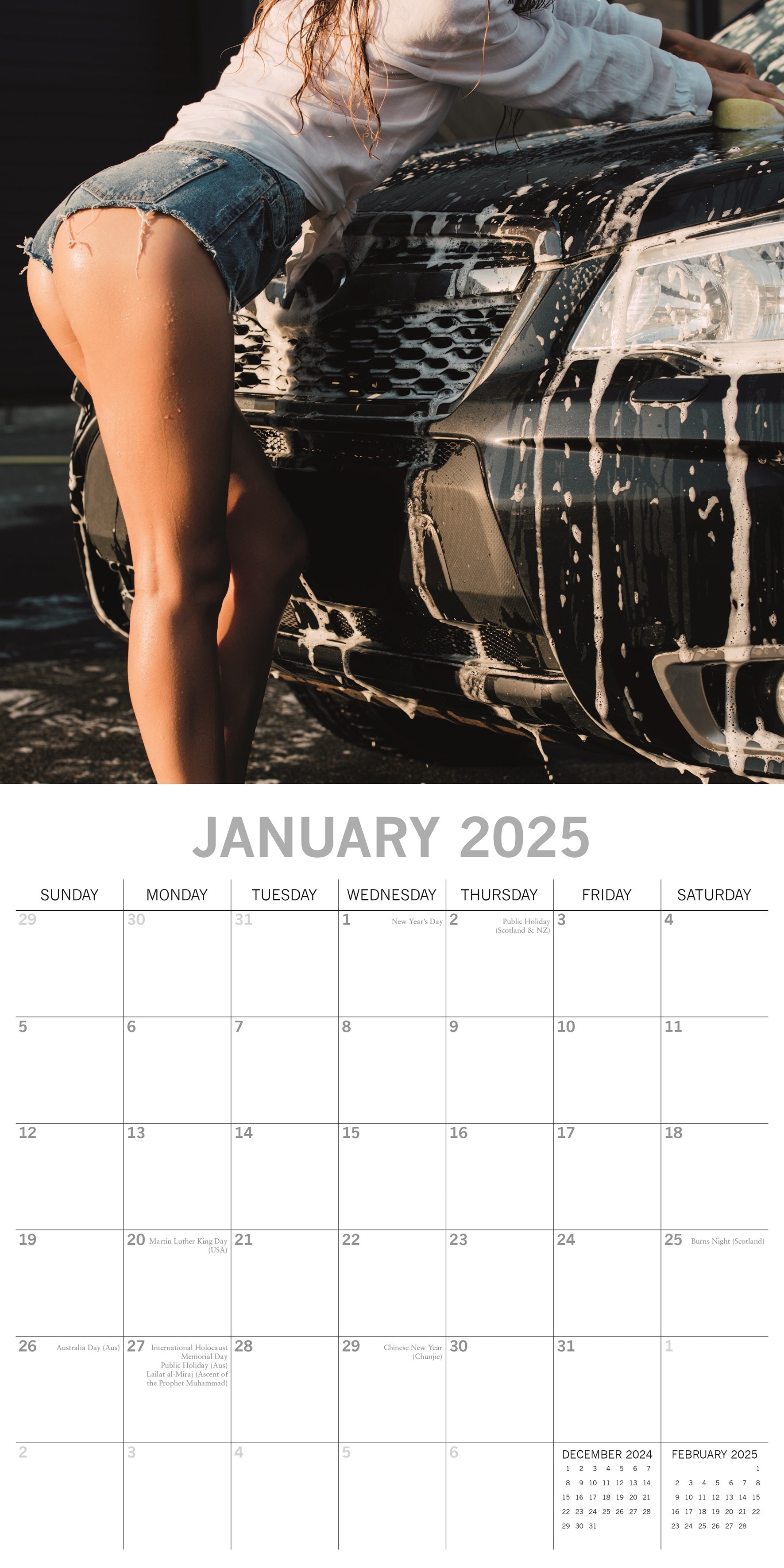 2025 Girls & Cars - Square Wall Calendar