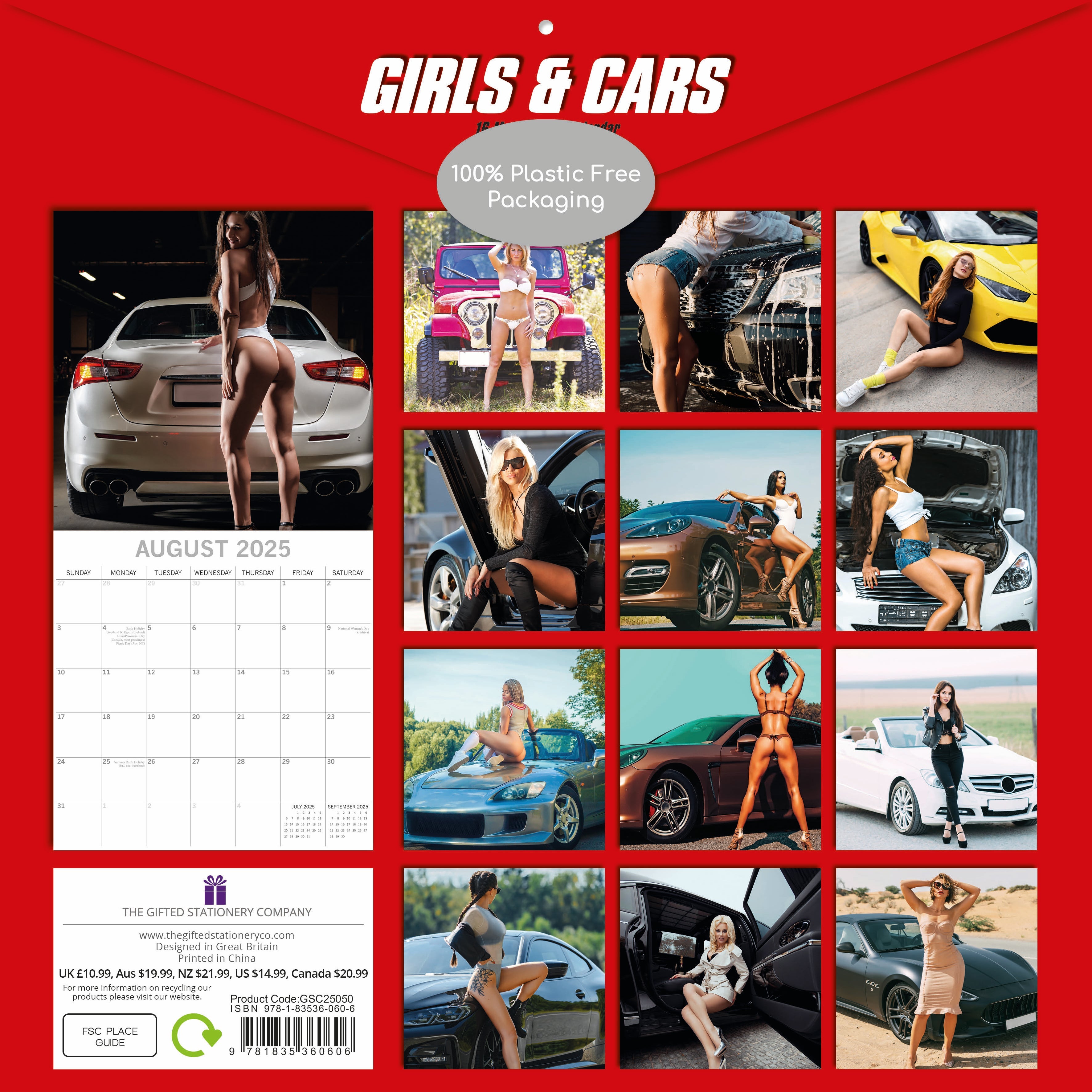 2025 Girls & Cars - Square Wall Calendar