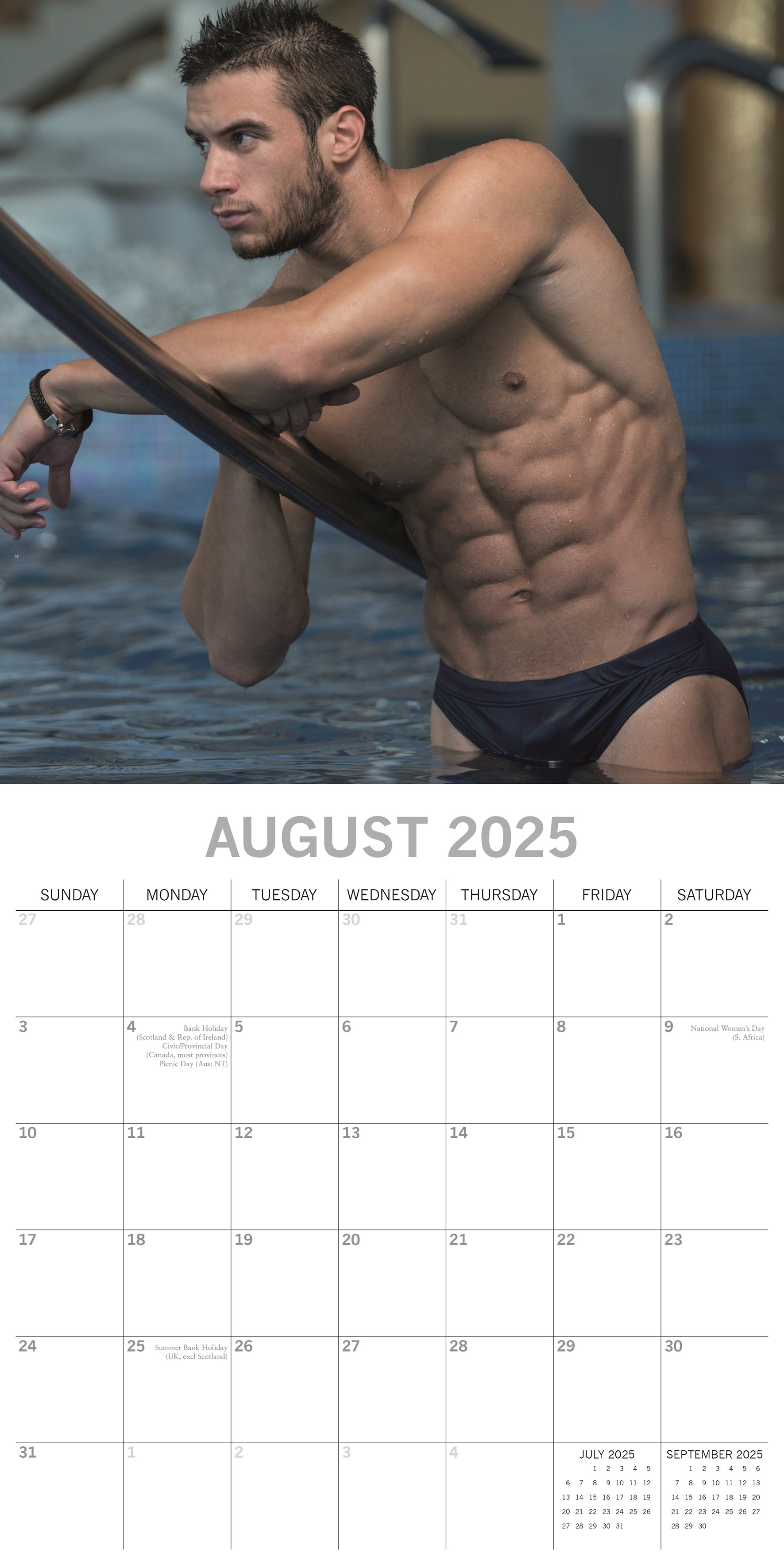 2025 Hunks in Trunks - Square Wall Calendar