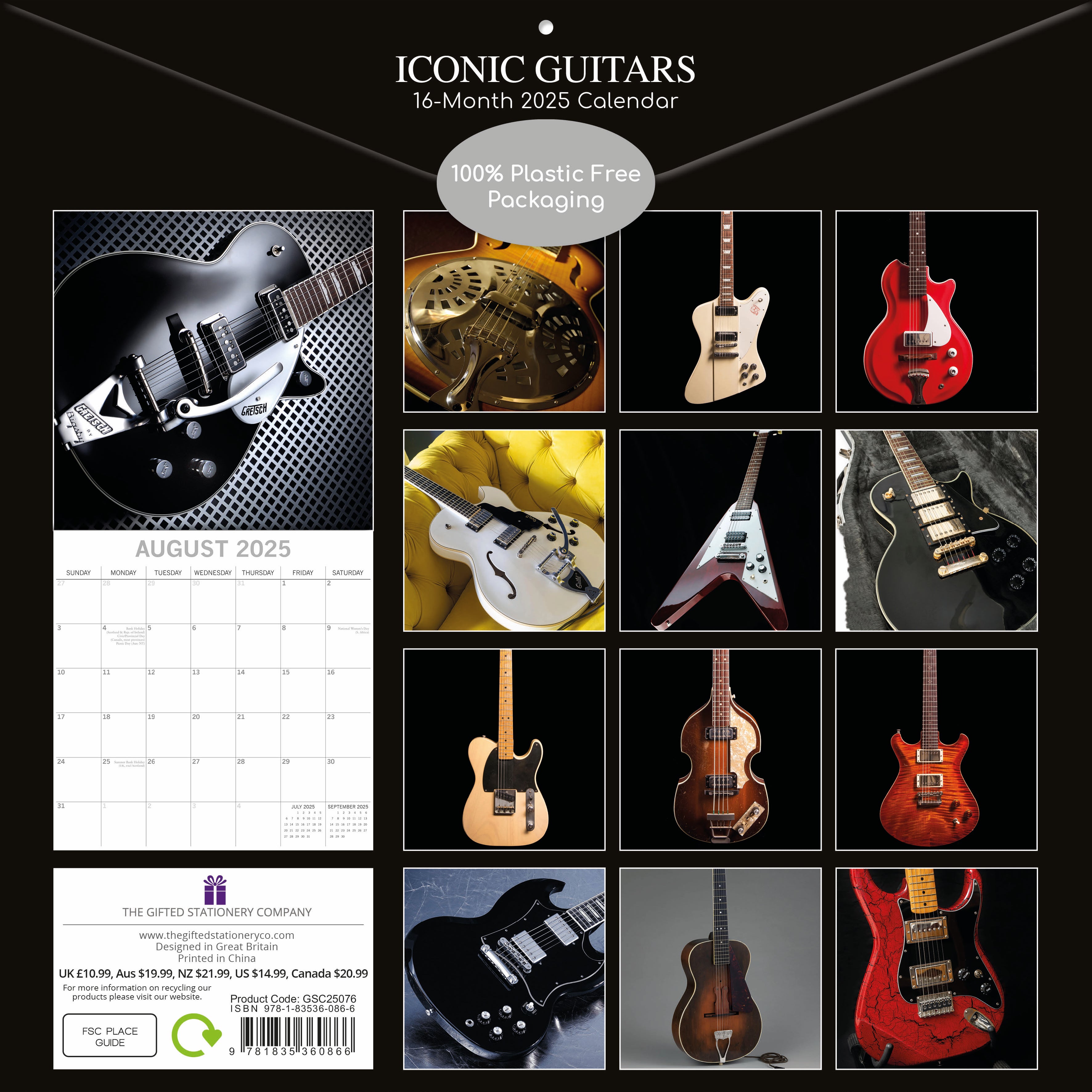 2025 Iconic Guitars - Square Wall Calendar