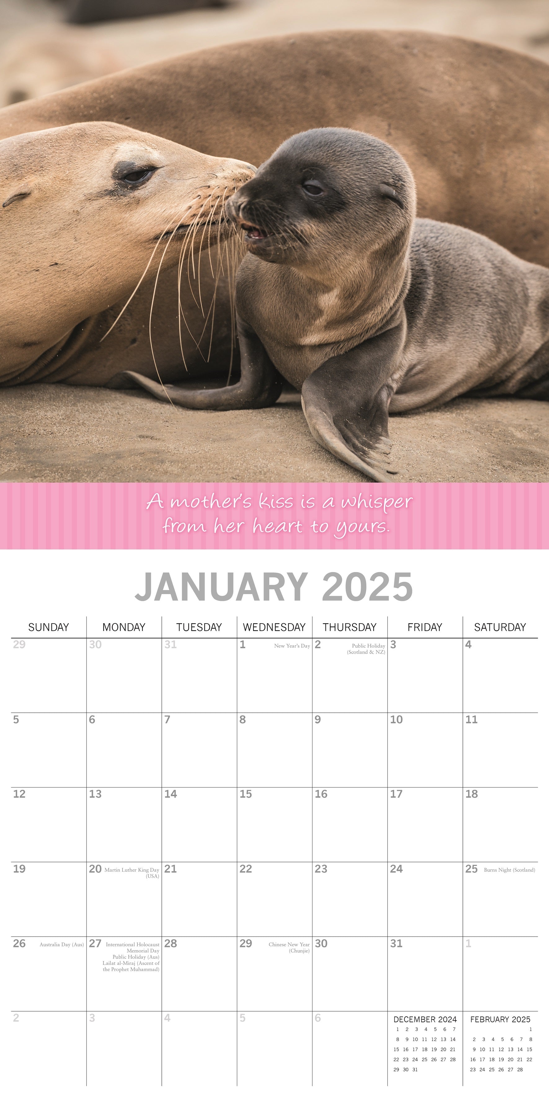 2025 Kisses - Square Wall Calendar