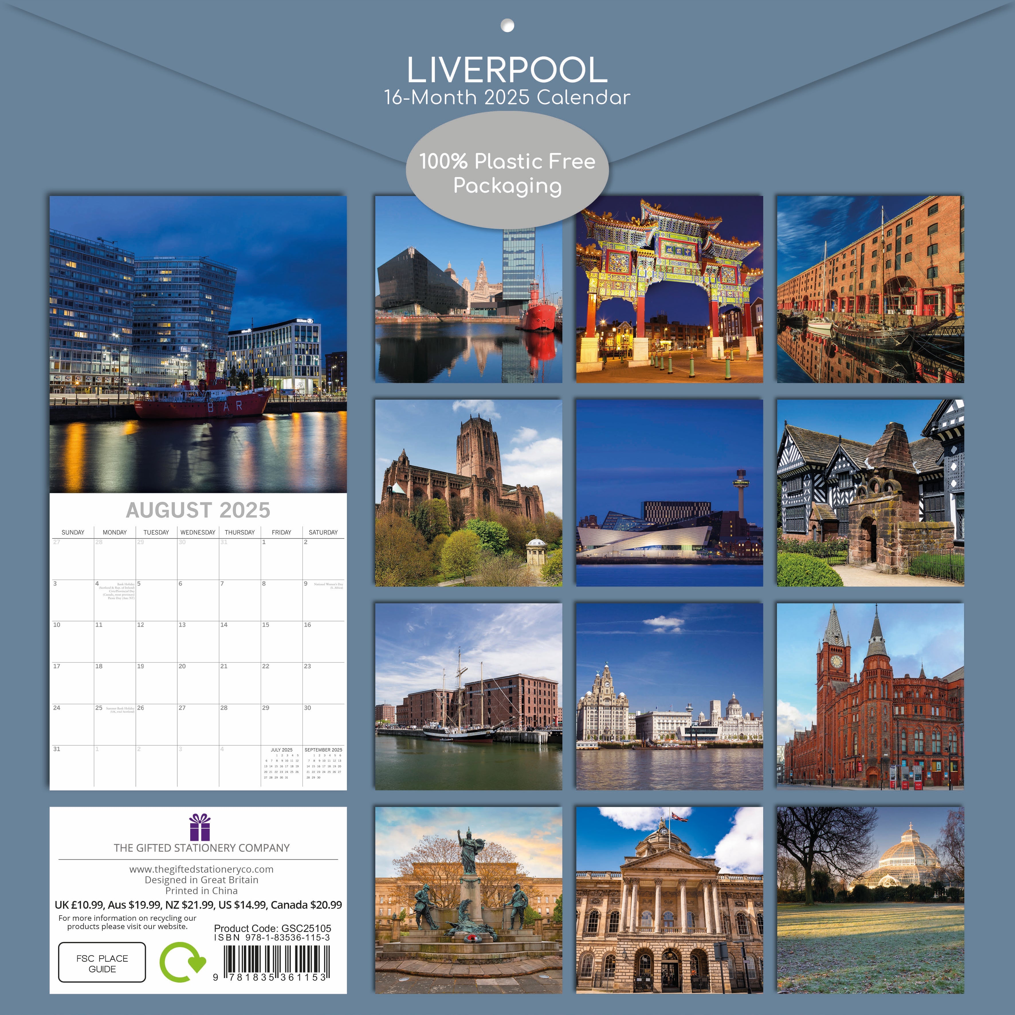 2025 Liverpool - Square Wall Calendar