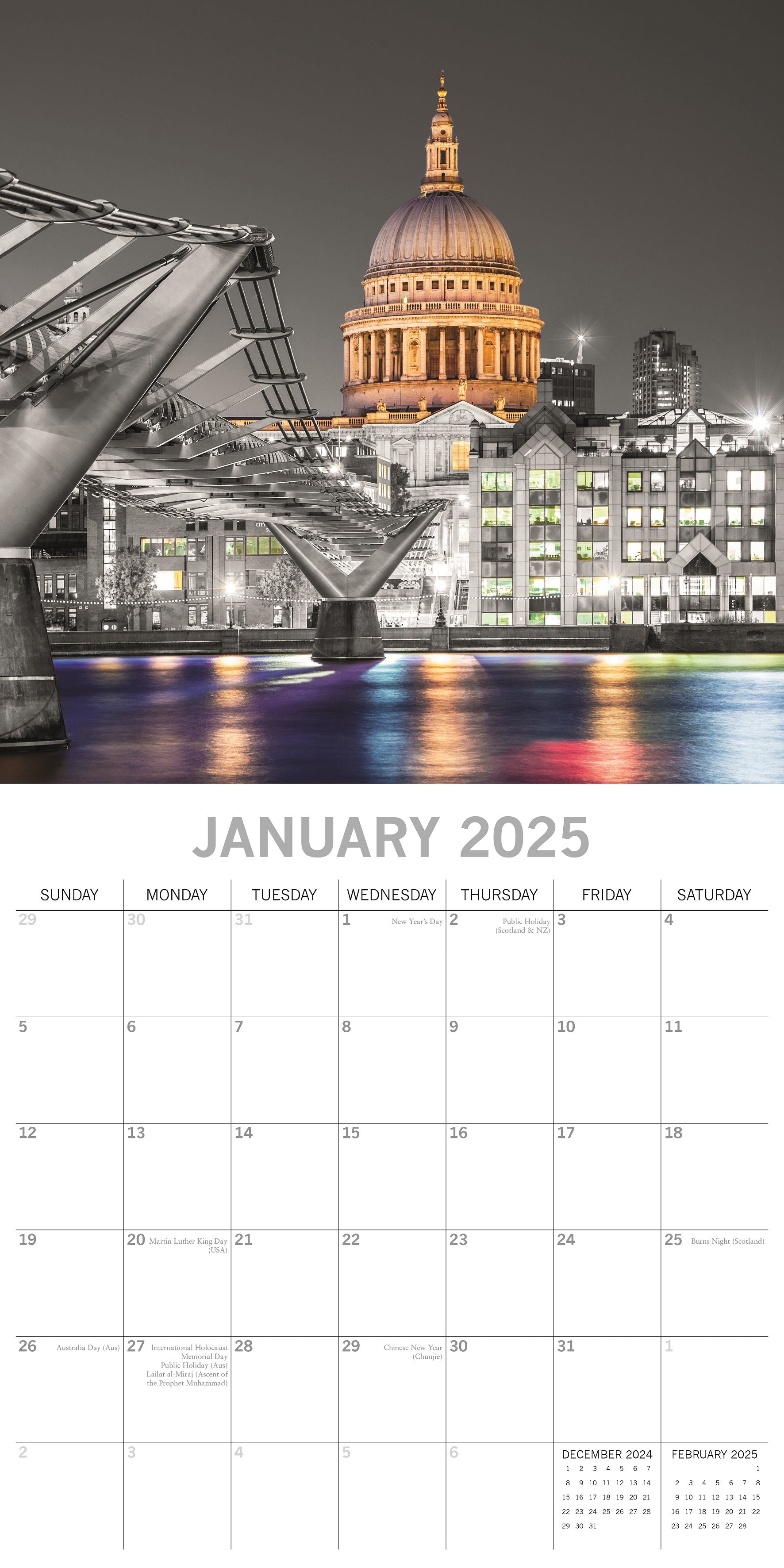 2025 London Limelight - Square Wall Calendar