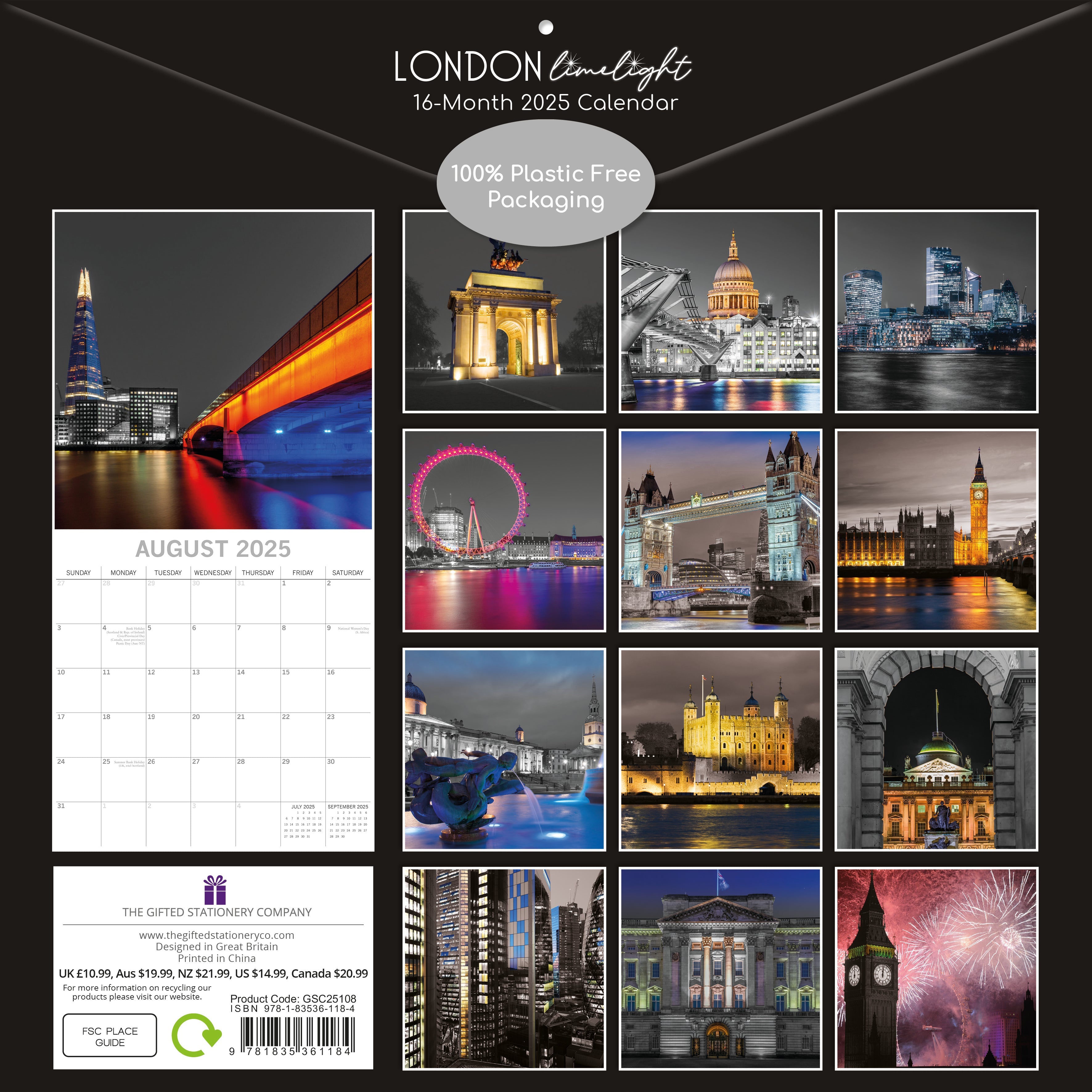 2025 London Limelight - Square Wall Calendar