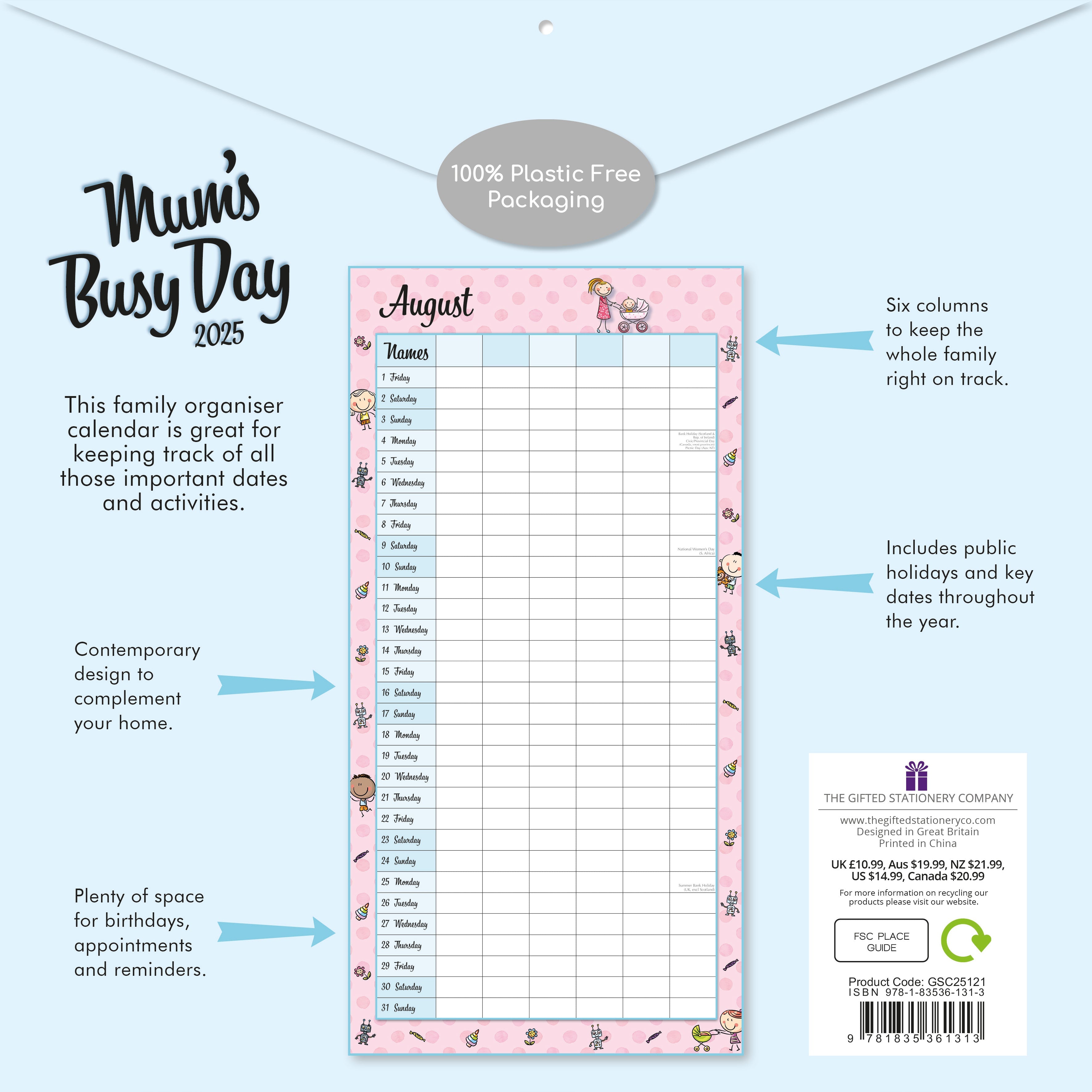 2025 Mum's Busy Day - Square Wall Calendar